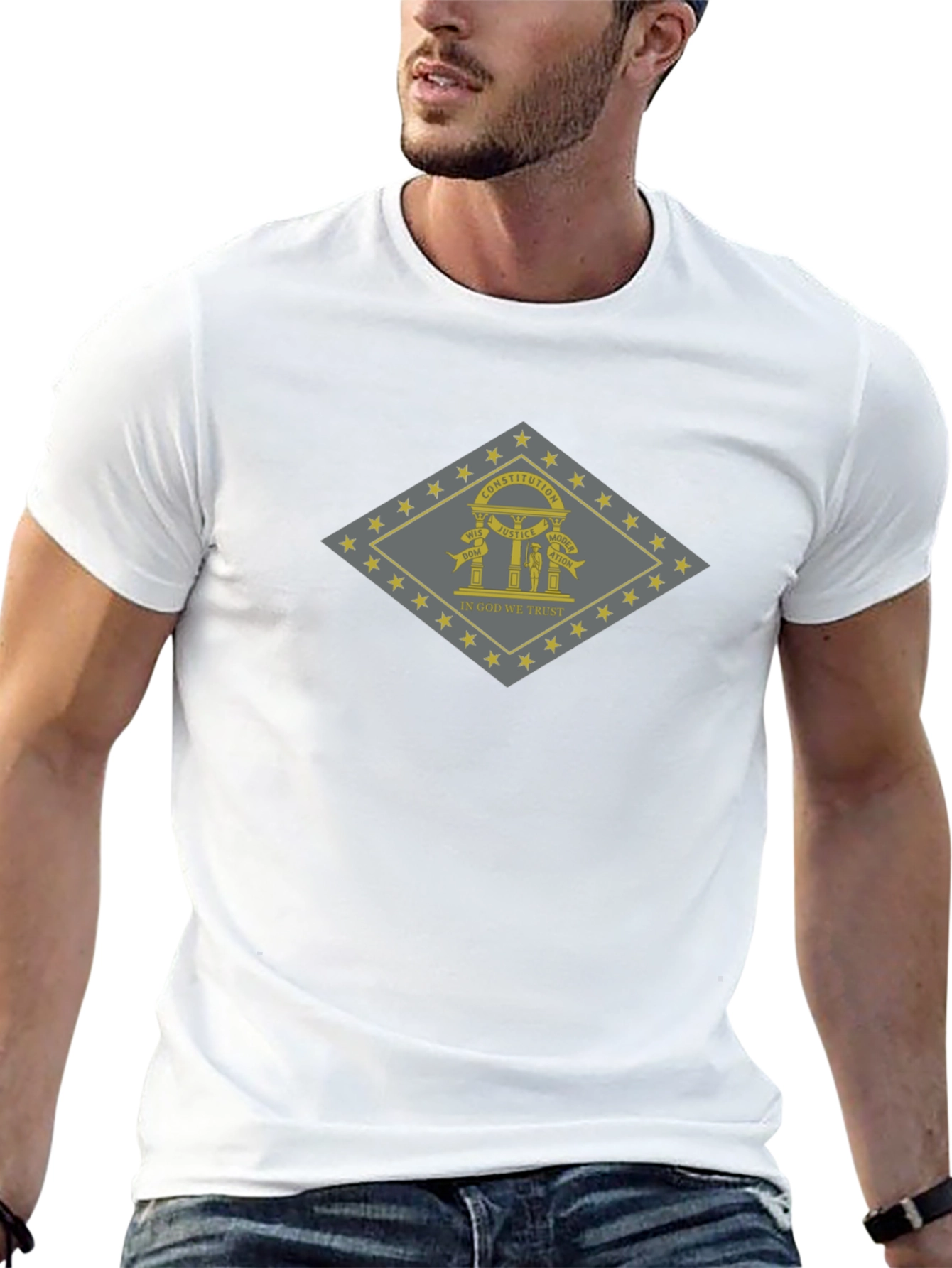 Georgia State Flag Graphic T-Shirt - Black