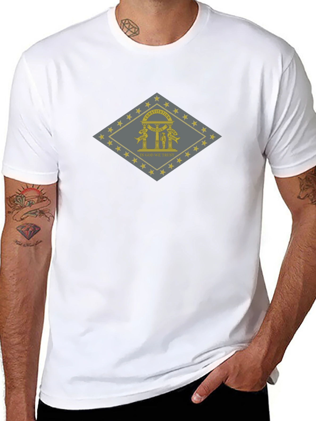 Georgia State Flag Graphic T-Shirt - Black