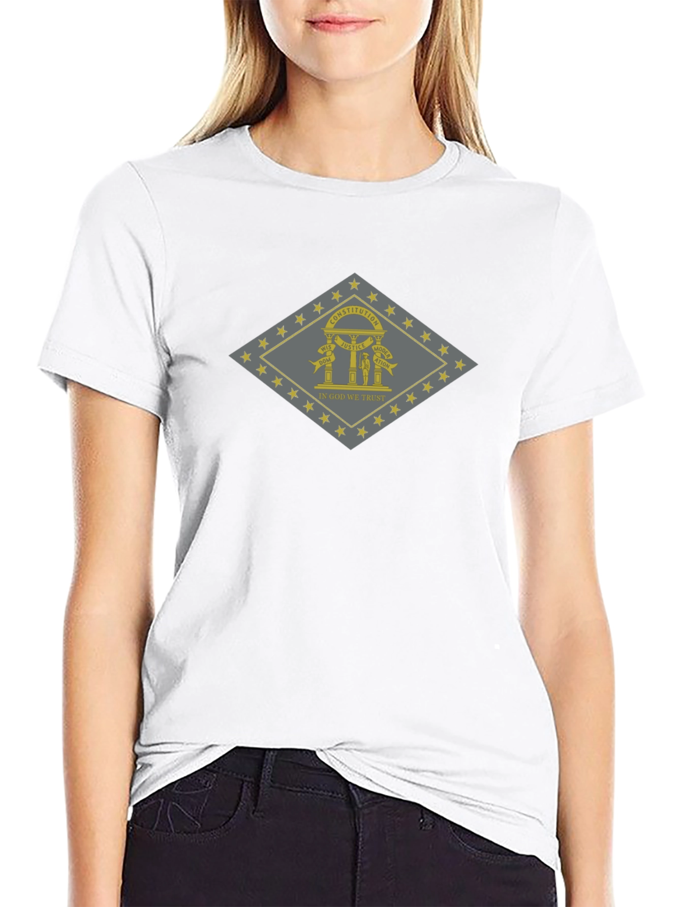 Georgia State Flag Graphic T-Shirt - Black