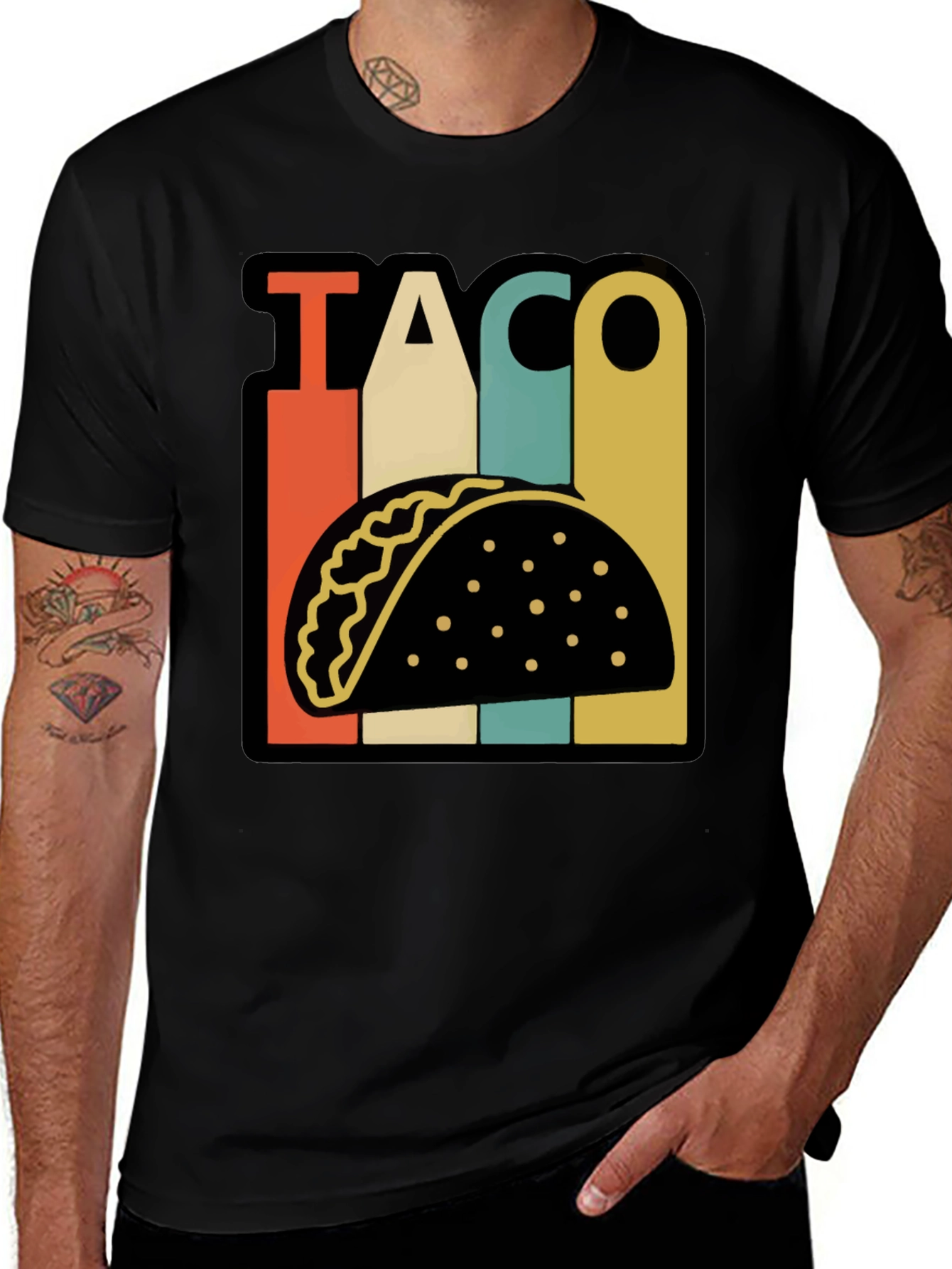 Retro Taco Graphic T-Shirt - Black Fun Food Tee