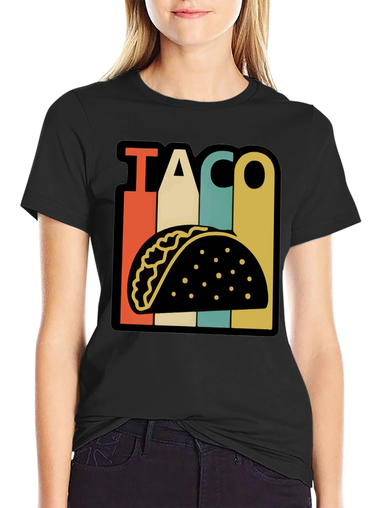 Retro Taco Graphic T-Shirt - Black Fun Food Tee