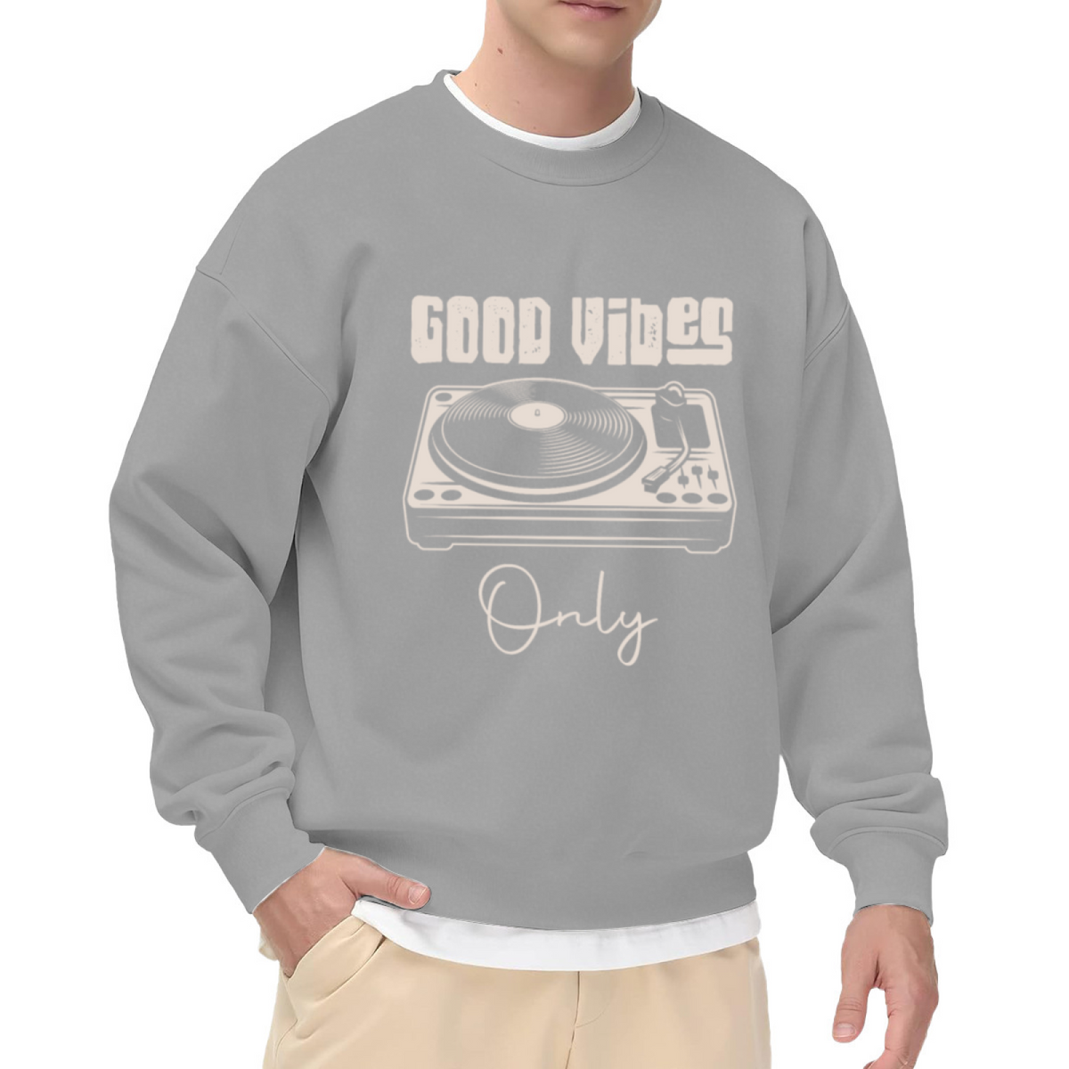 GOOD VIBES - Vintage Record Player Graphic ԲÁìÎÀÒÂ | Unisex Pullover Sweatshirt
