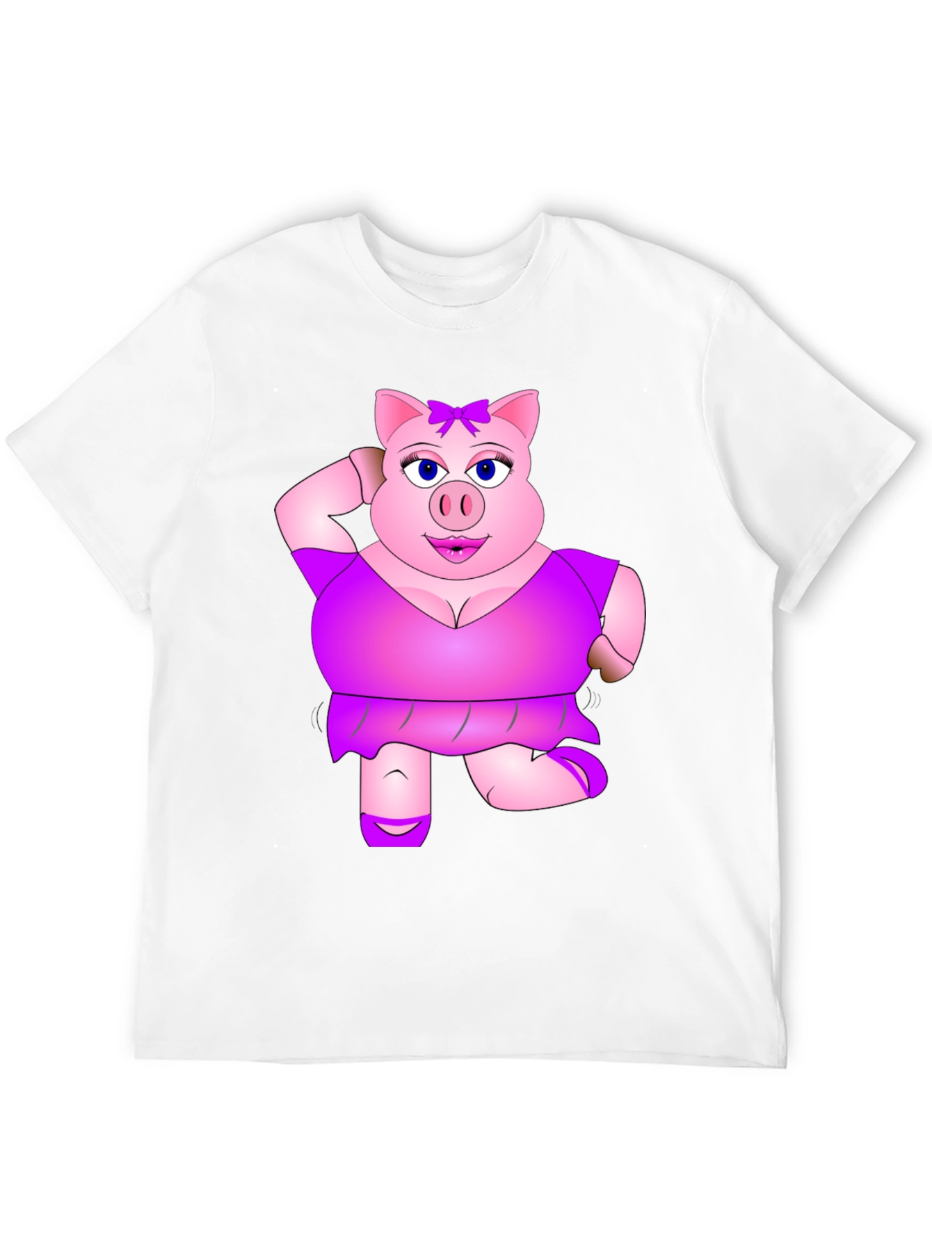 Funny Pig Lady Black T-Shirt Novelty Graphic Tee