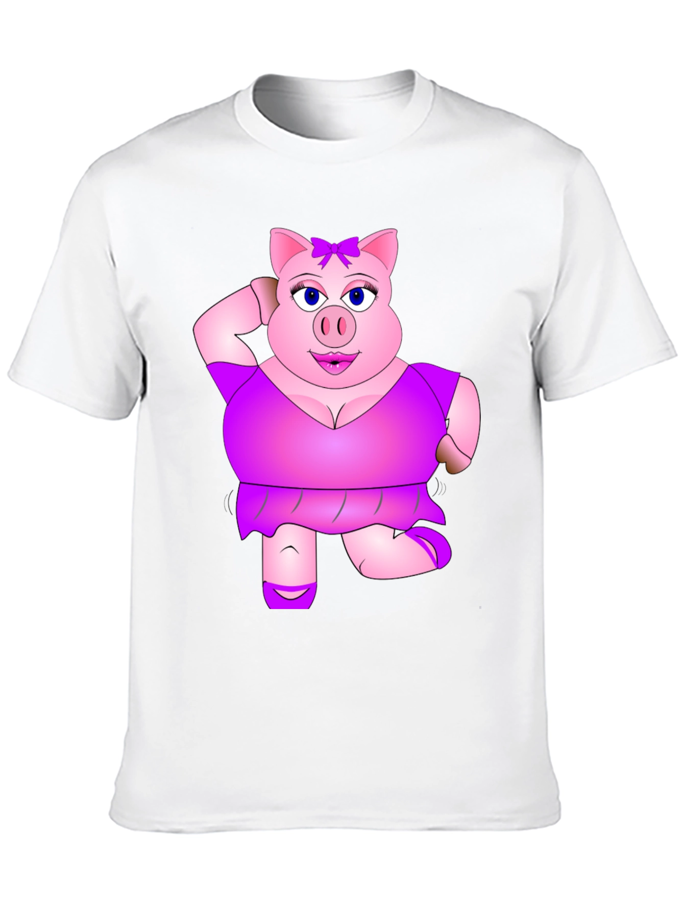 Funny Pig Lady Black T-Shirt Novelty Graphic Tee