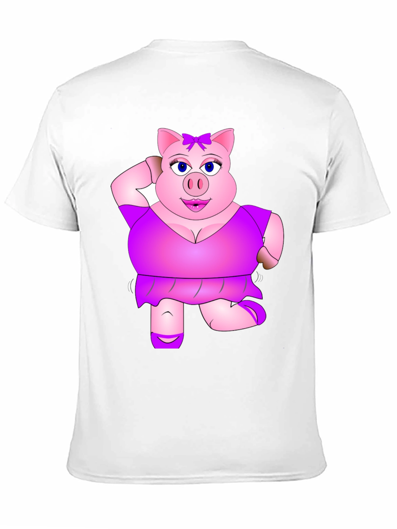 Funny Pig Lady Black T-Shirt Novelty Graphic Tee