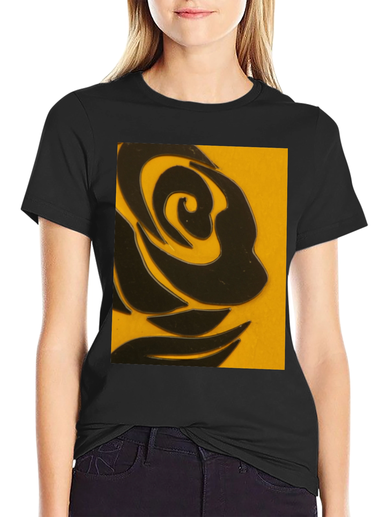 Abstract Black Rose Graphic T-Shirt