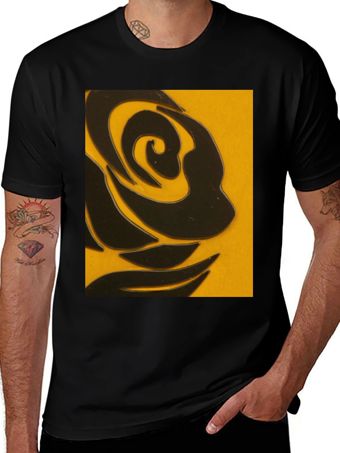 Abstract Black Rose Graphic T-Shirt