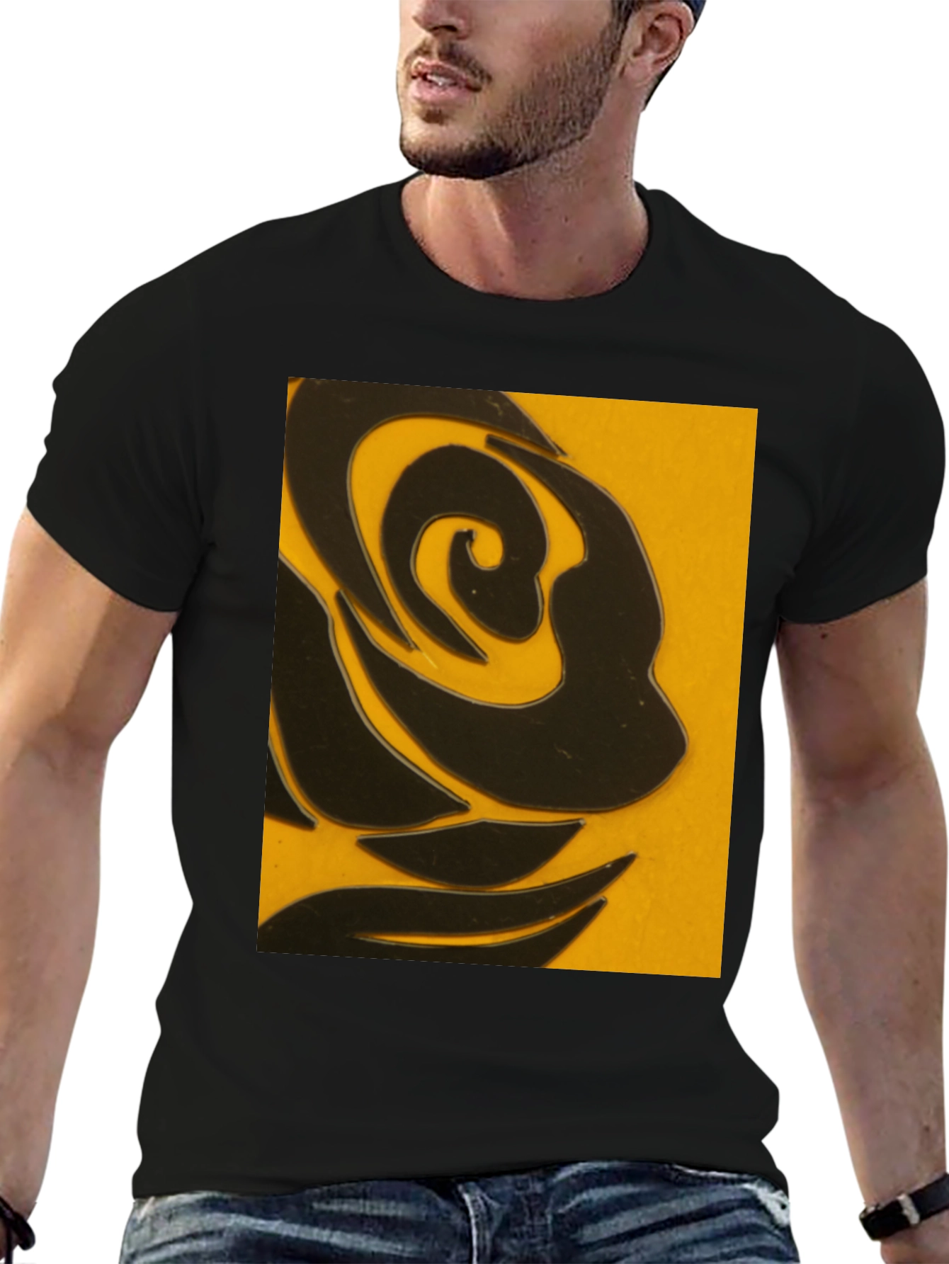 Abstract Black Rose Graphic T-Shirt