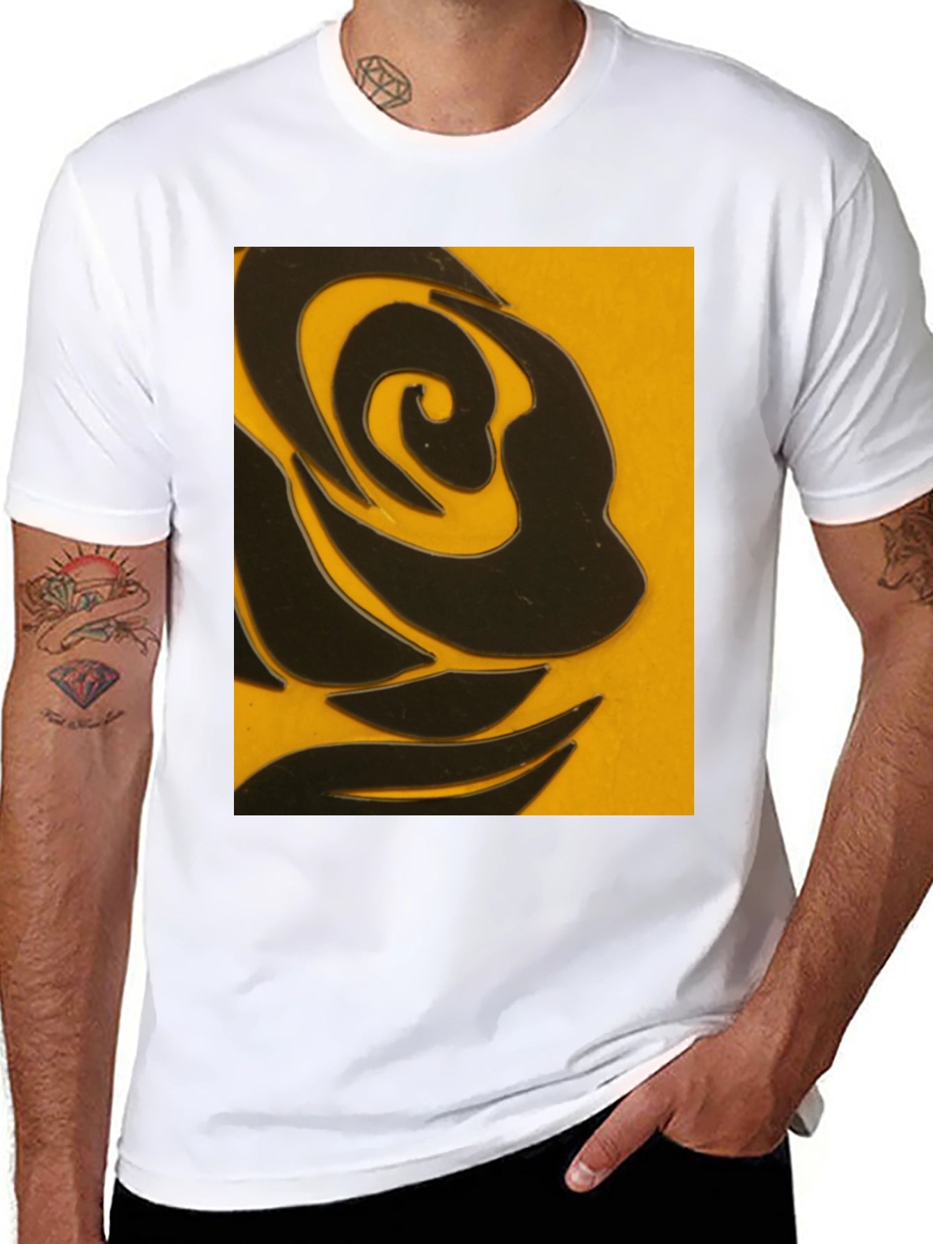 Abstract Black Rose Graphic T-Shirt