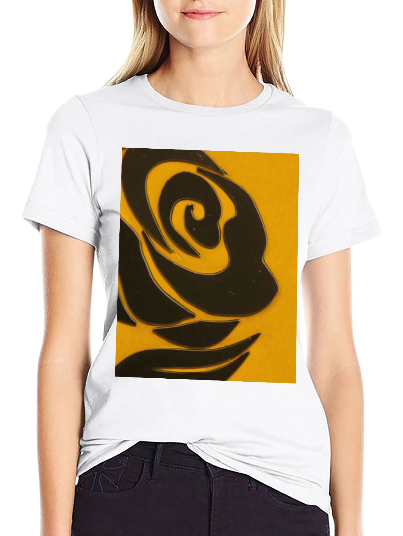 Abstract Black Rose Graphic T-Shirt