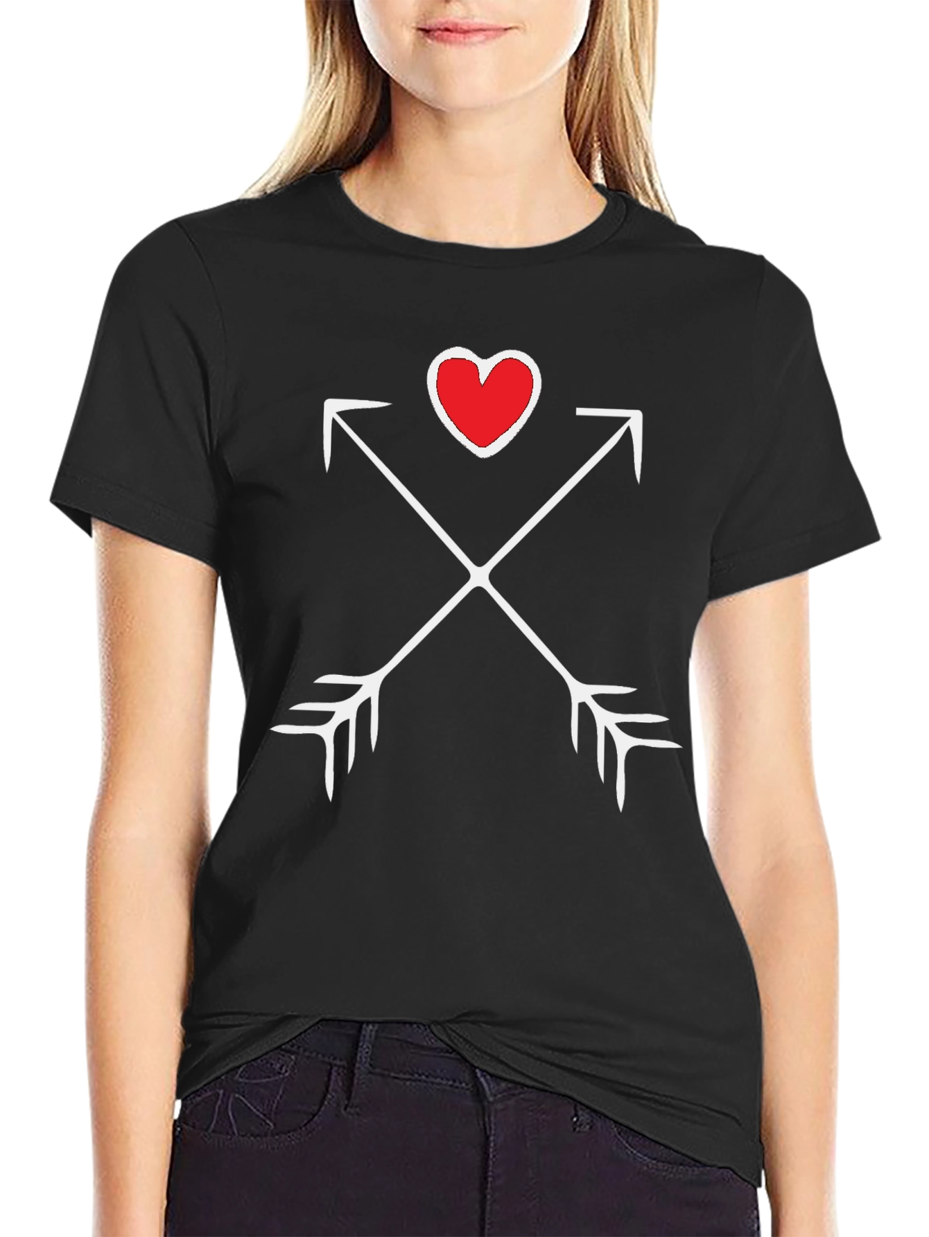 Heart & Arrows Graphic Tee - Black Casual Shirt