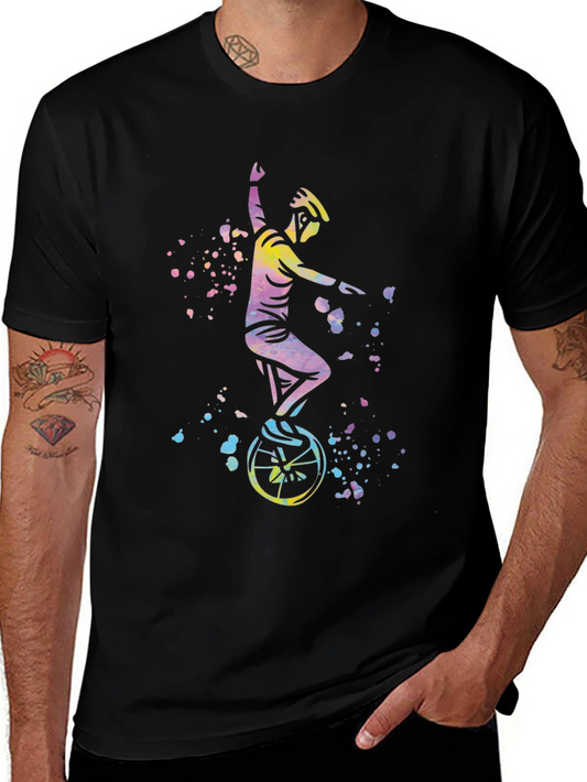 Unicyclist Graphic Tee - Colorful Artistic Design