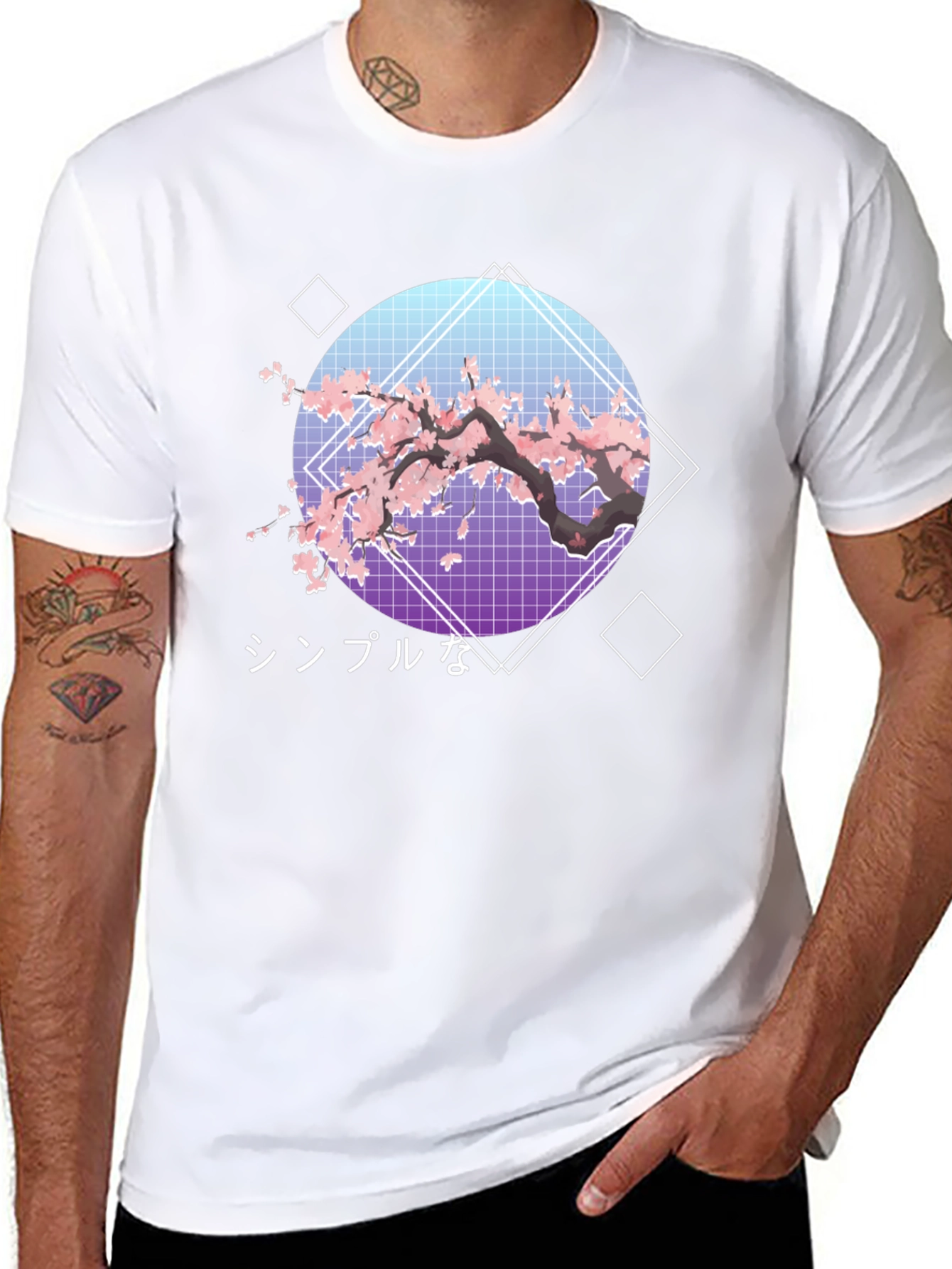 Cherry Blossom Aesthetic T-Shirt - Japanese Vaporwave Design