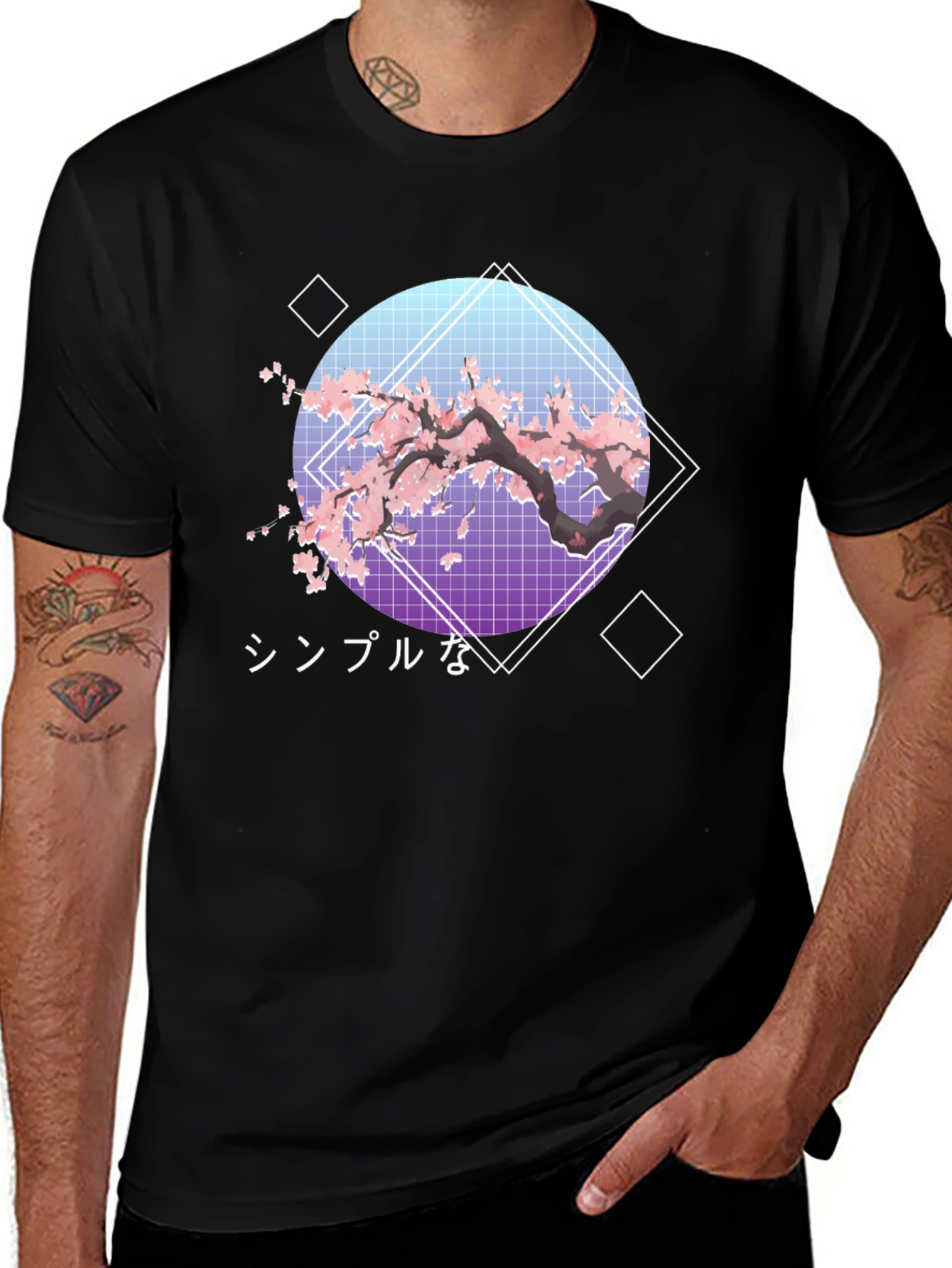 Cherry Blossom Aesthetic T-Shirt - Japanese Vaporwave Design