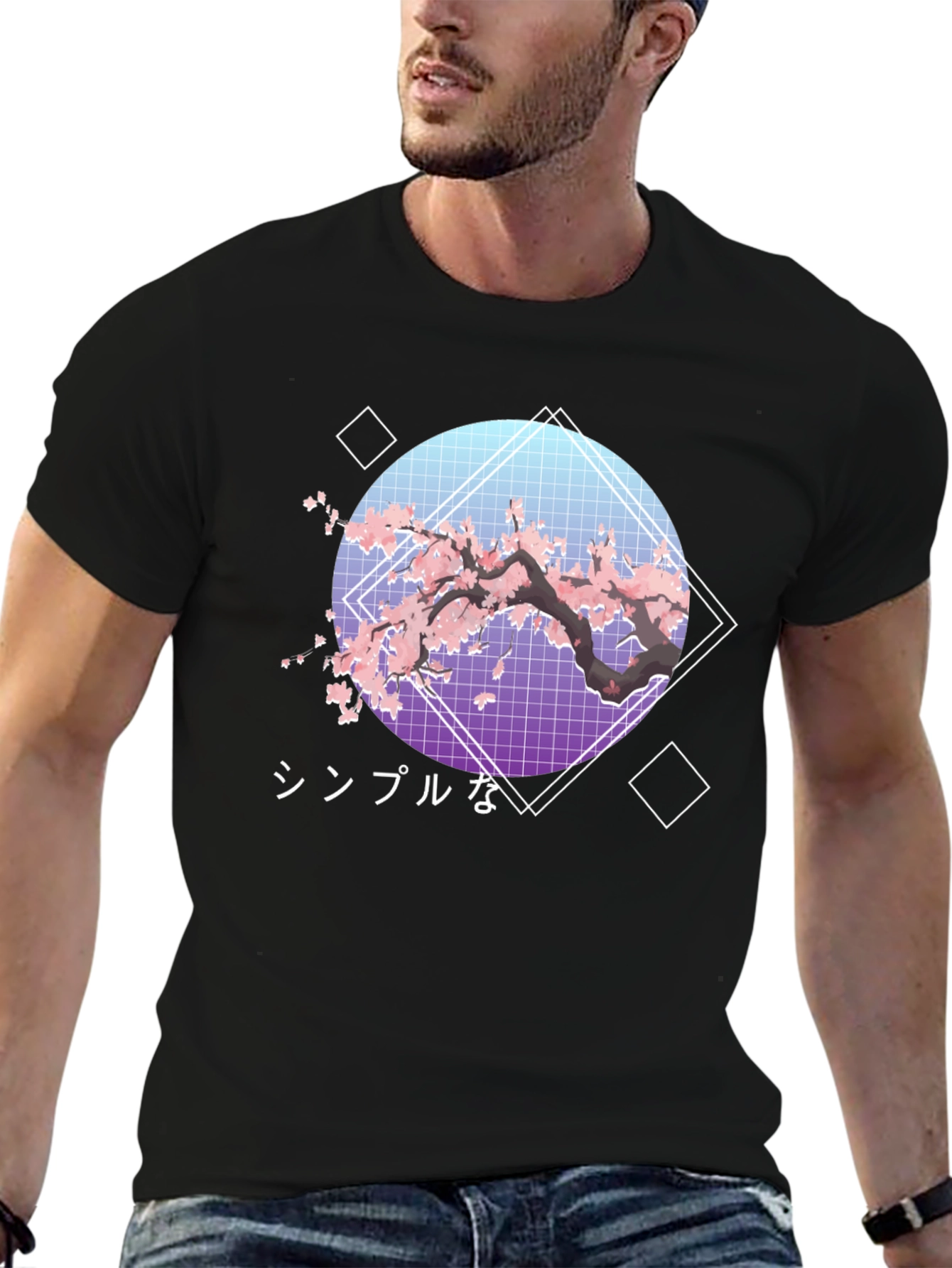 Cherry Blossom Aesthetic T-Shirt - Japanese Vaporwave Design