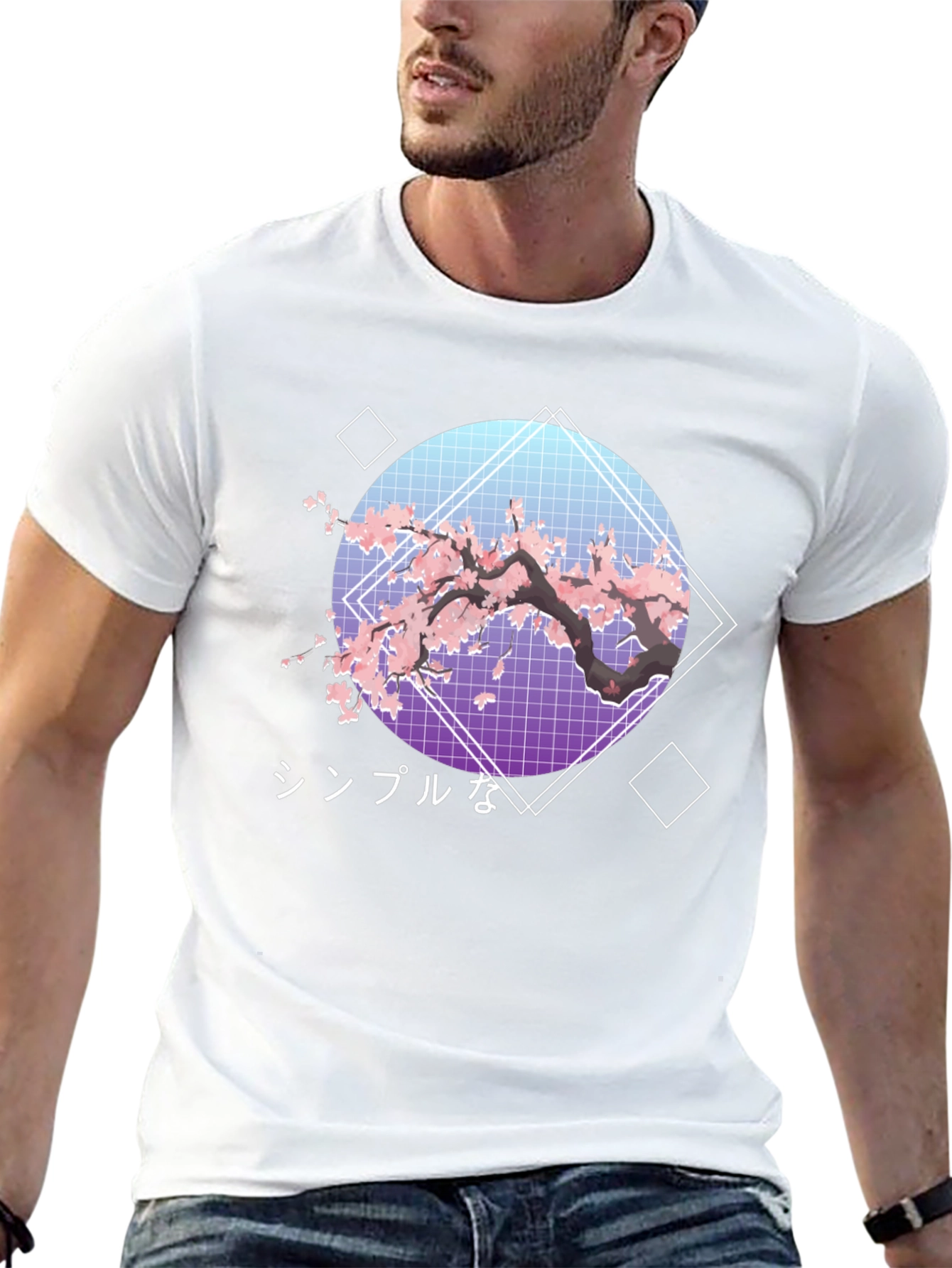Cherry Blossom Aesthetic T-Shirt - Japanese Vaporwave Design