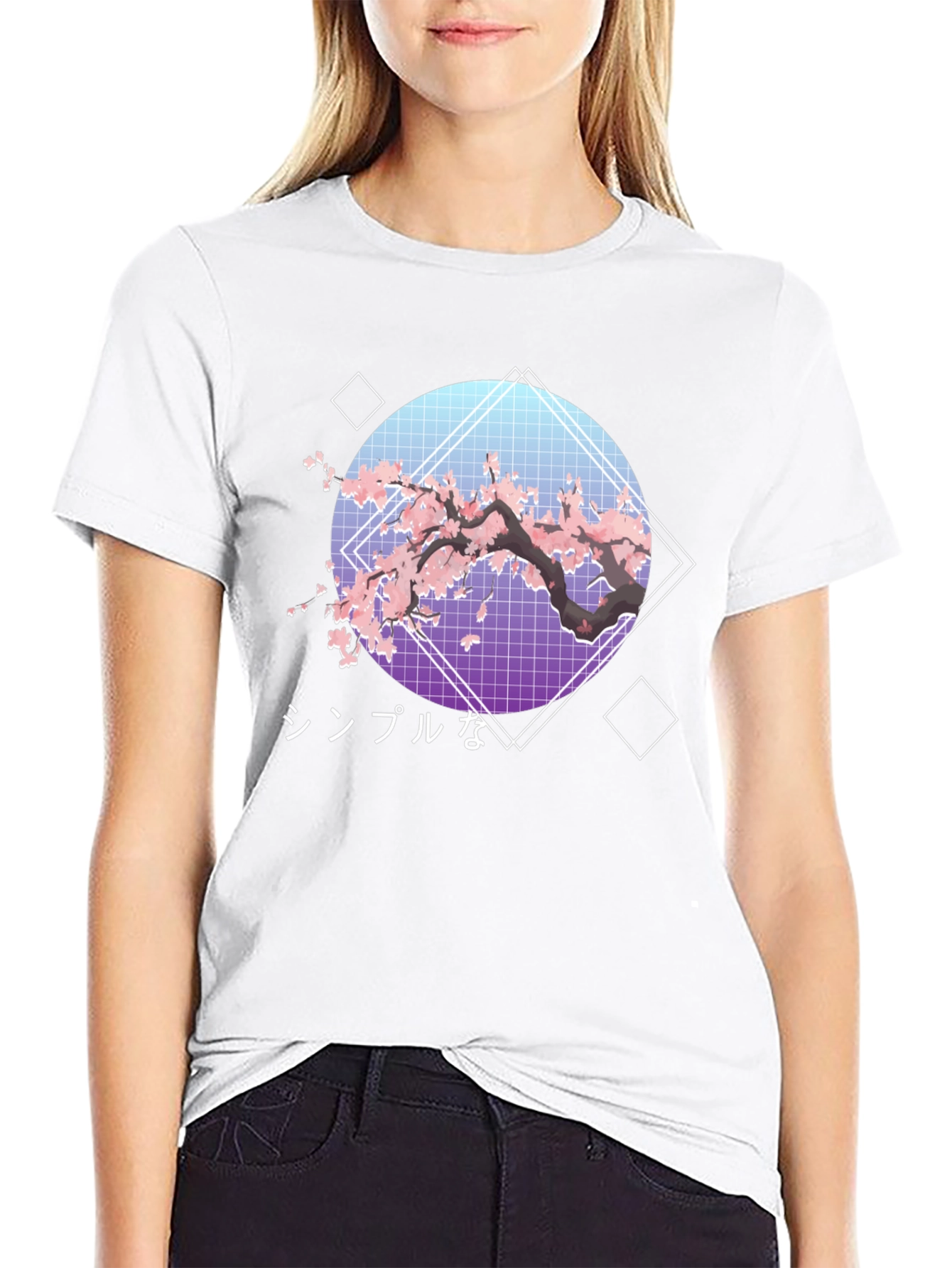 Cherry Blossom Aesthetic T-Shirt - Japanese Vaporwave Design