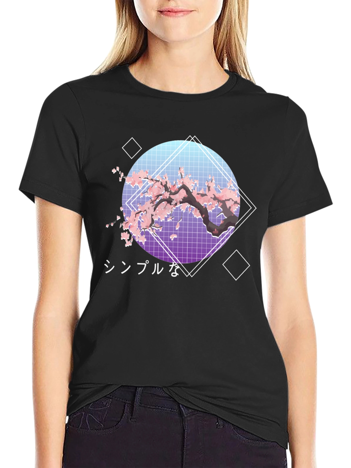 Cherry Blossom Aesthetic T-Shirt - Japanese Vaporwave Design