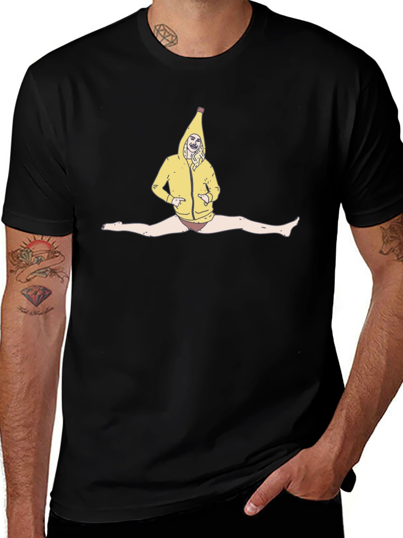 Banana Suit Split T-Shirt - Black