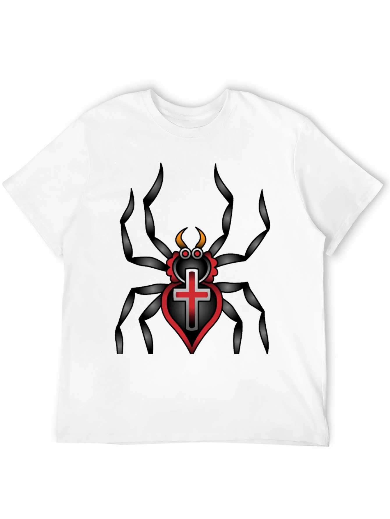 Gothic Spider Cross Heart T-Shirt
