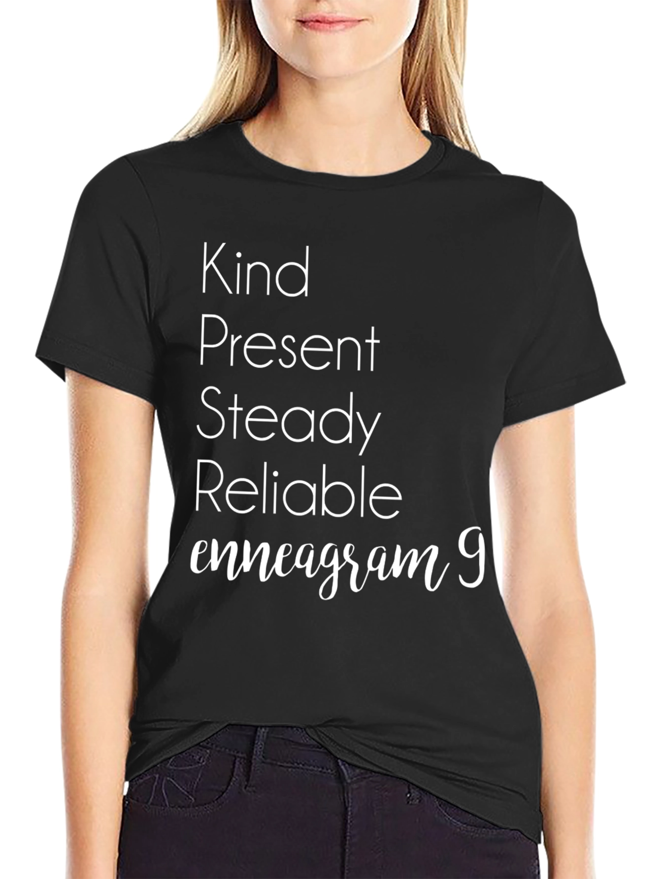 Kind Present Enneagram 9 Black Tee