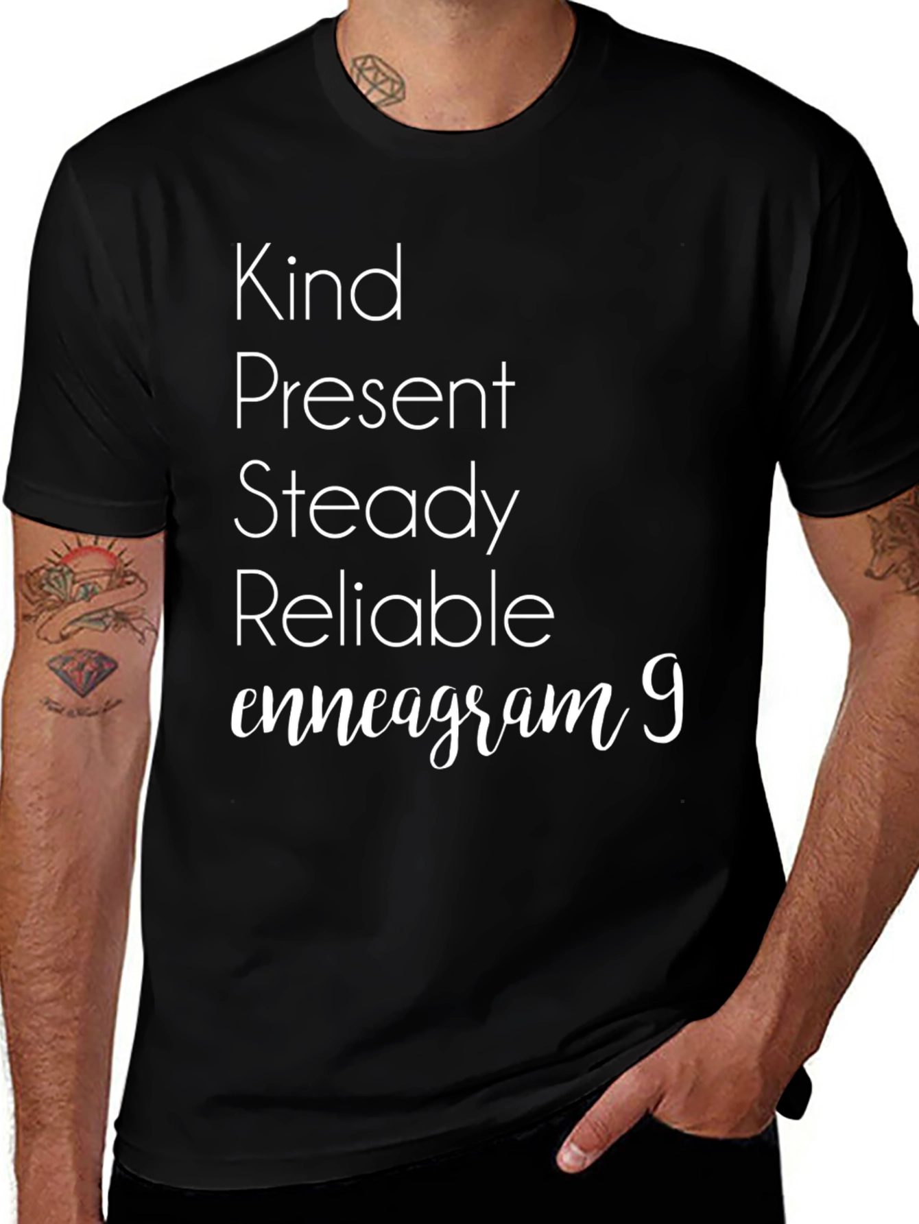 Kind Present Enneagram 9 Black Tee