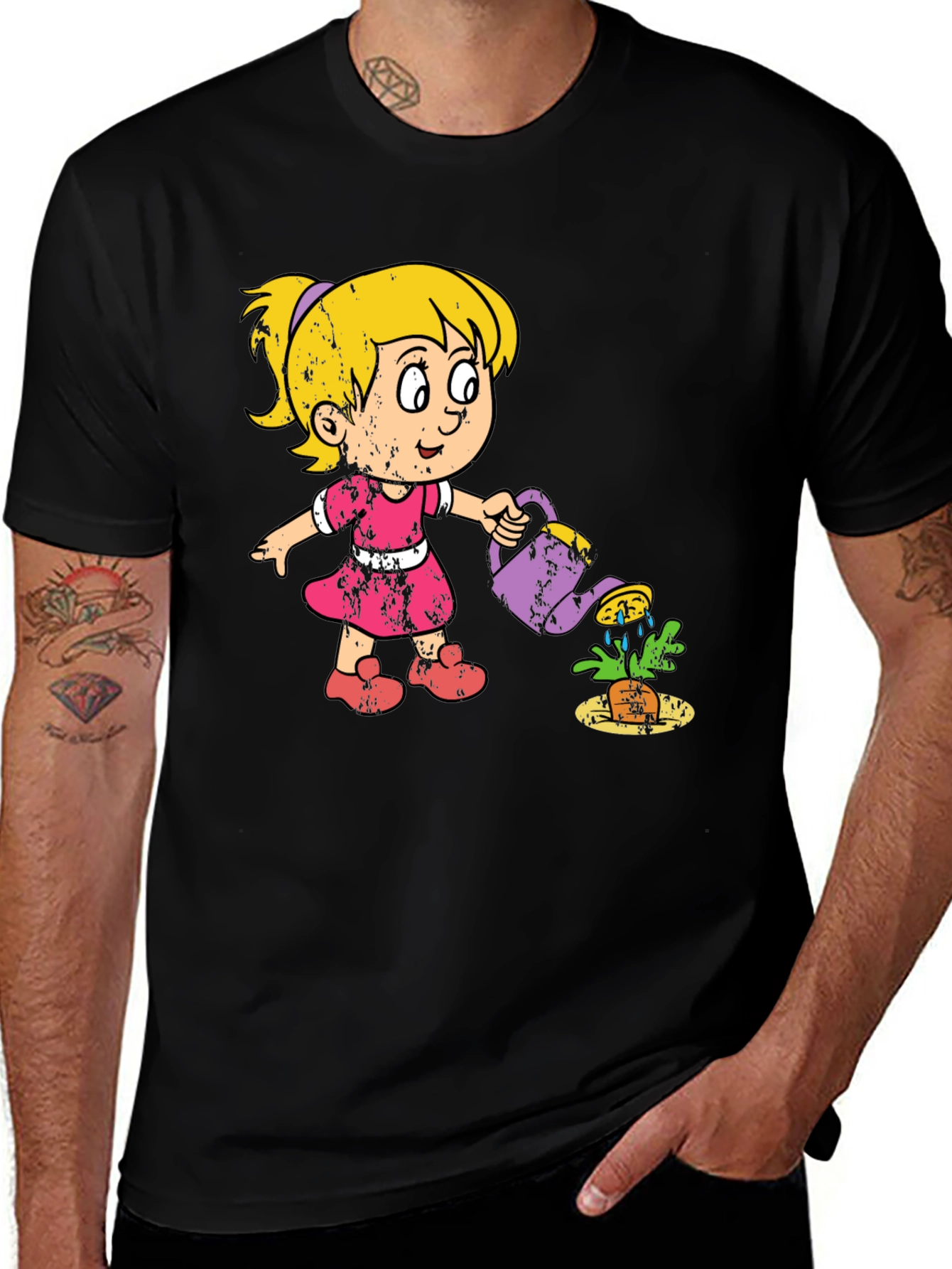 Girl Watering Plant Graphic Tee
