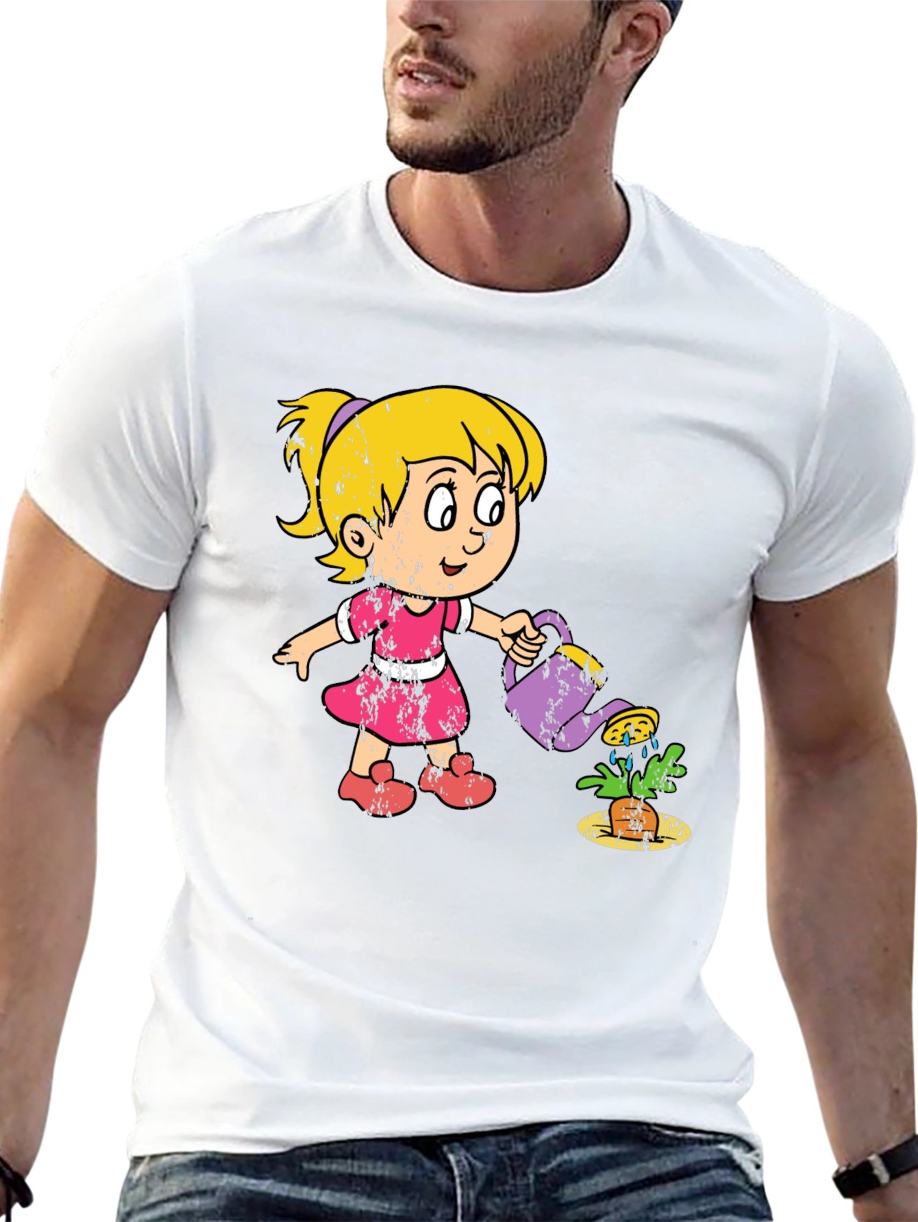 Girl Watering Plant Graphic Tee