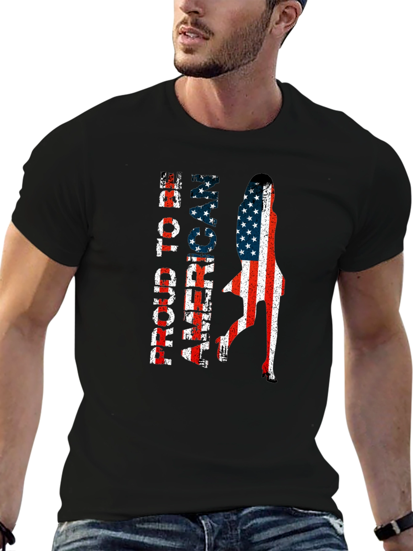 Patriotic American Woman Flag Graphic Tee