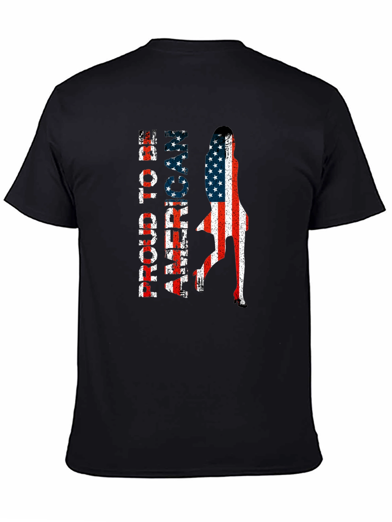 Patriotic American Woman Flag Graphic Tee