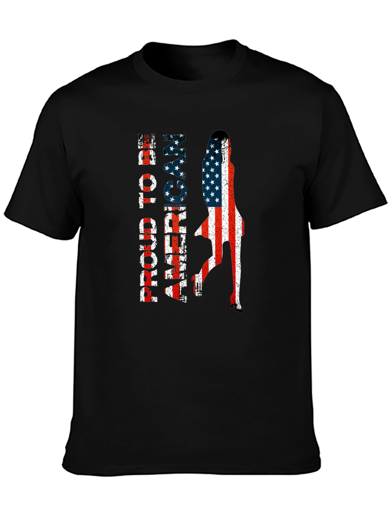 Patriotic American Woman Flag Graphic Tee