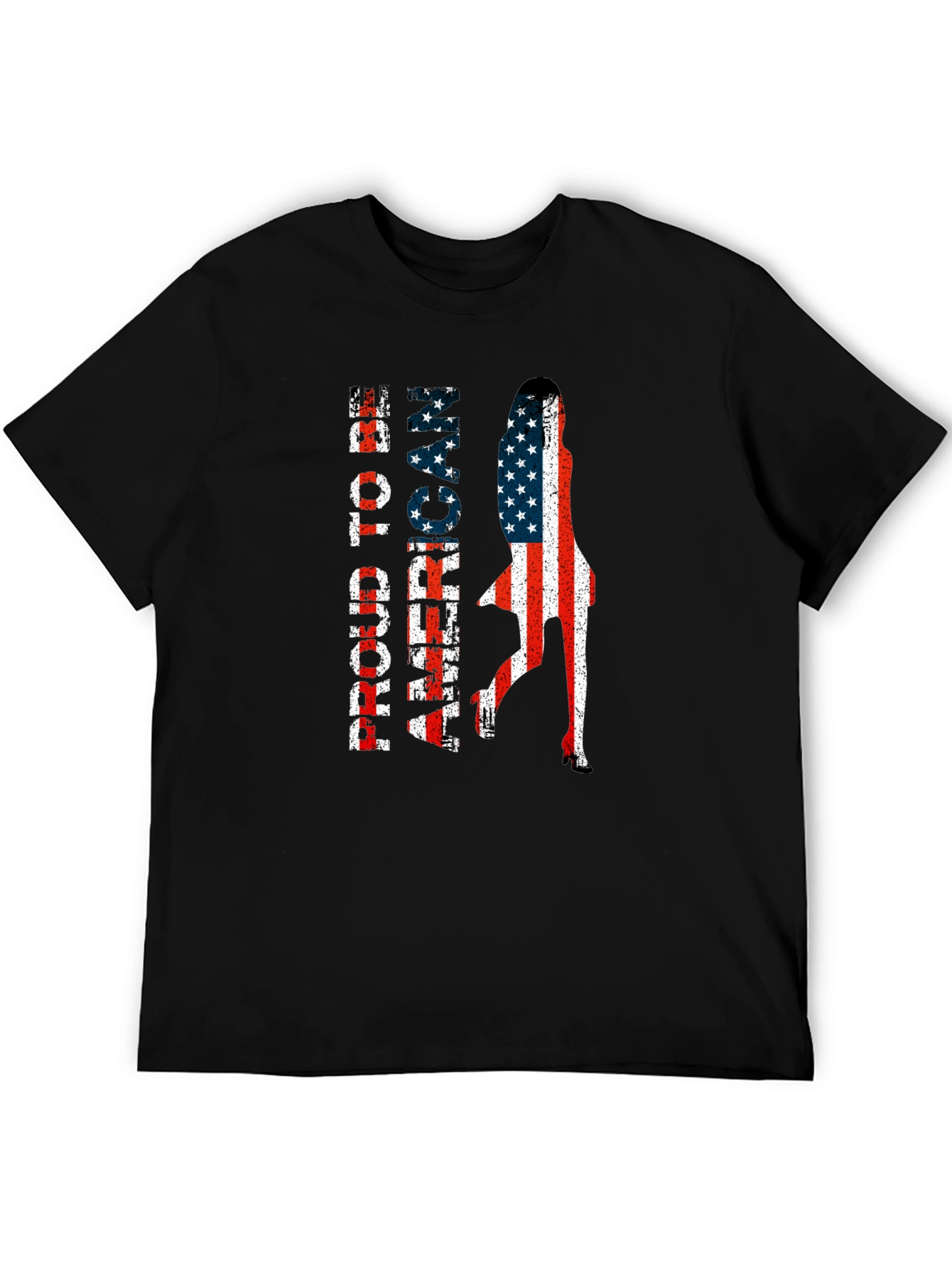 Patriotic American Woman Flag Graphic Tee