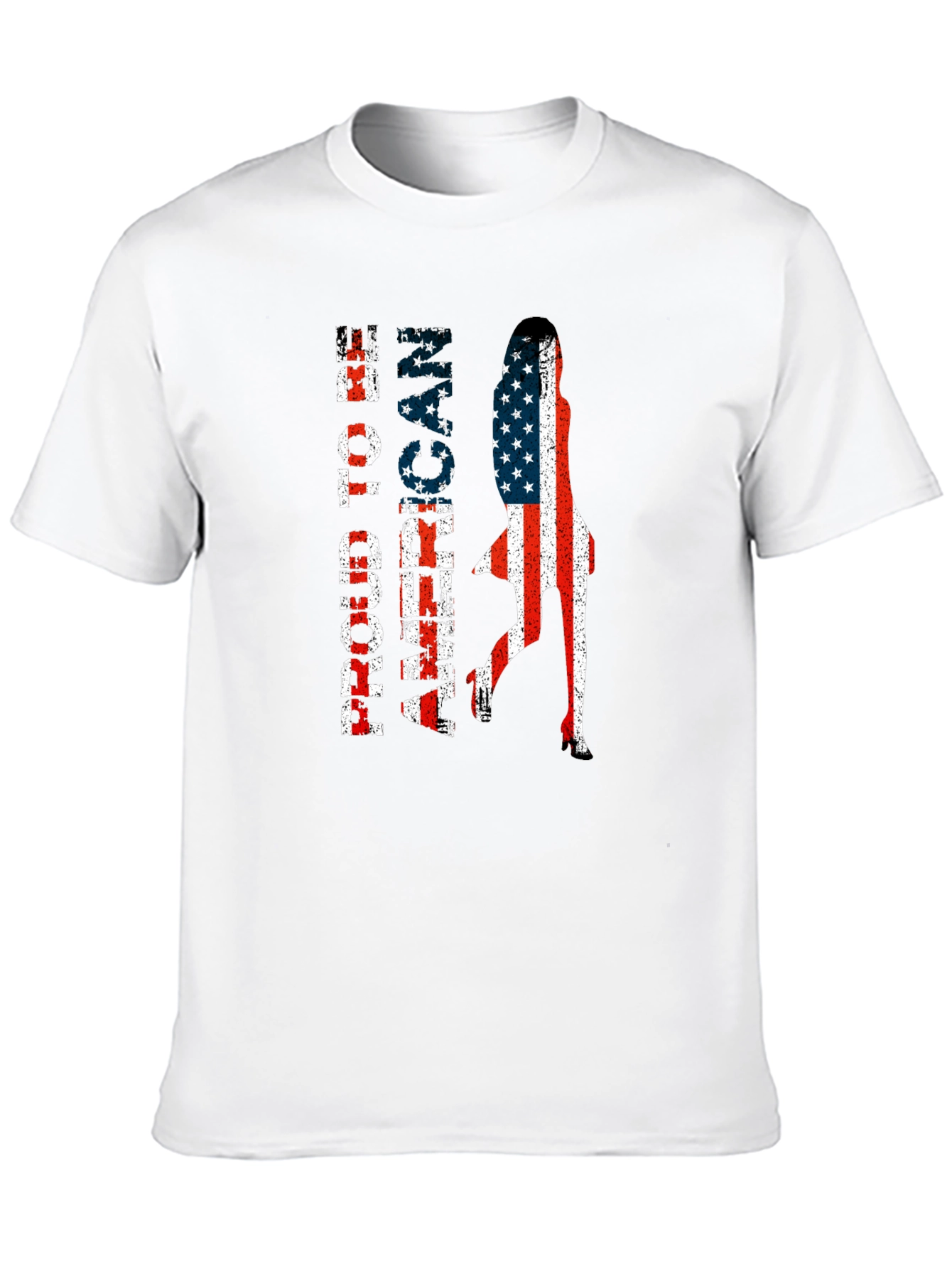 Patriotic American Woman Flag Graphic Tee