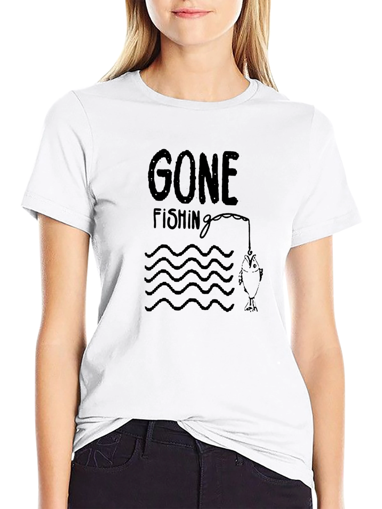 Gone Fishing Graphic Tee - Mens Black T-Shirt