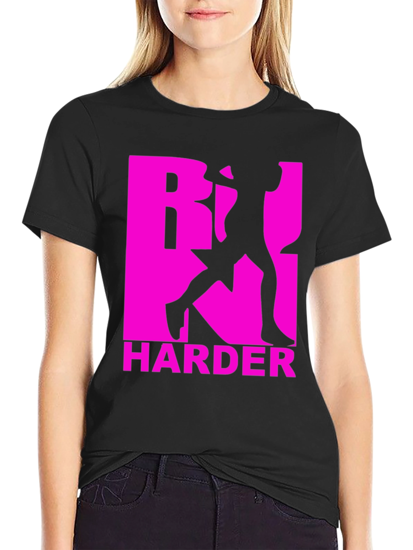 Work Harder T-Shirt: Pink Graphic Tee