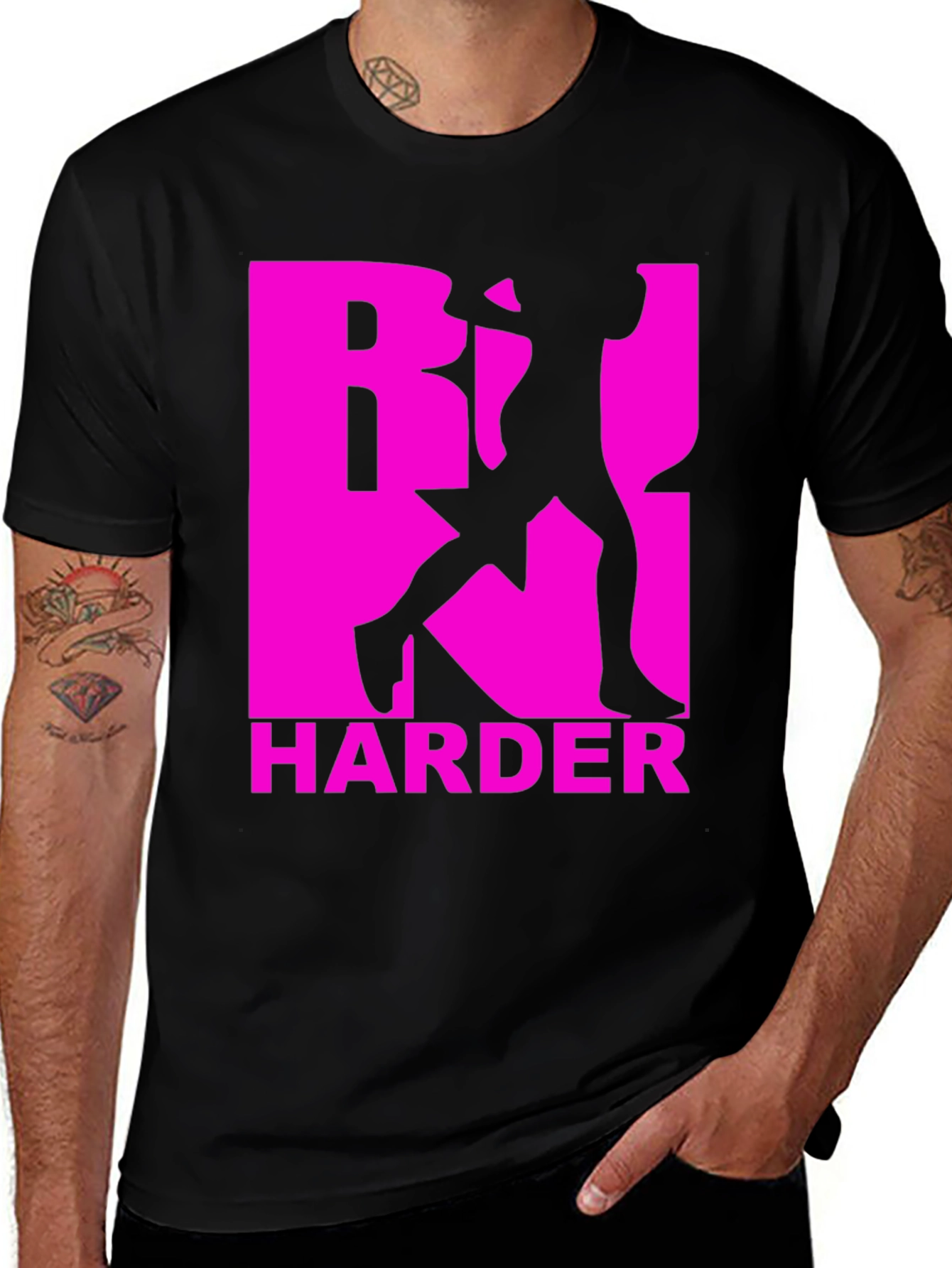 Work Harder T-Shirt: Pink Graphic Tee