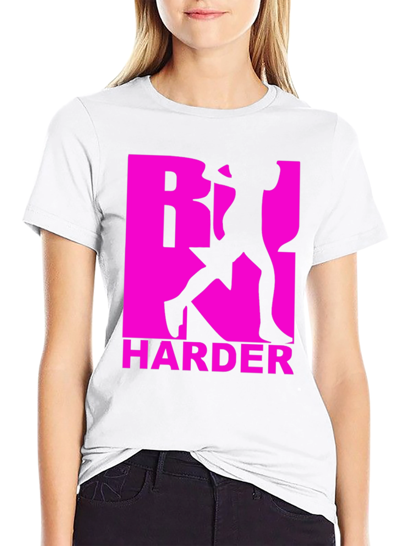 Work Harder T-Shirt: Pink Graphic Tee