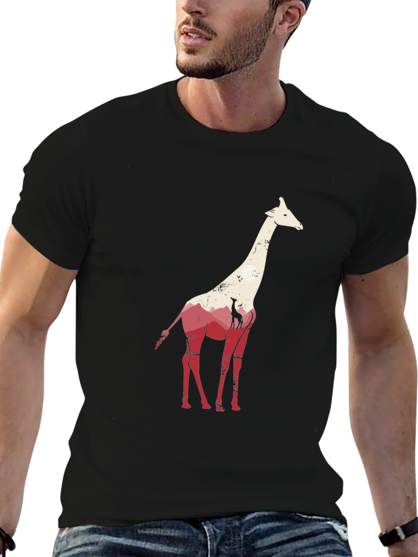 Giraffe Graphic Tee - Unique Animal Silhouette T-Shirt
