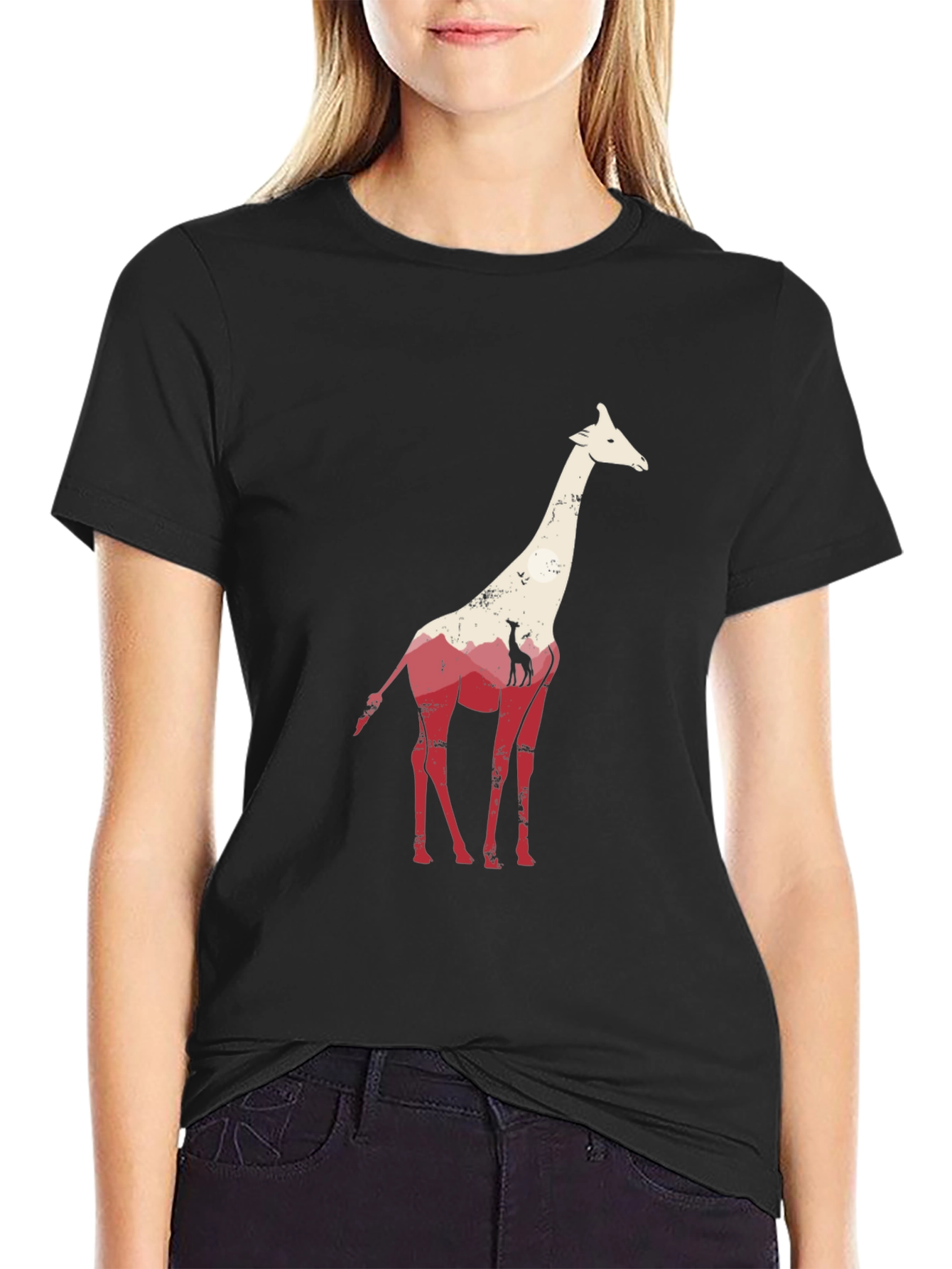Giraffe Graphic Tee - Unique Animal Silhouette T-Shirt