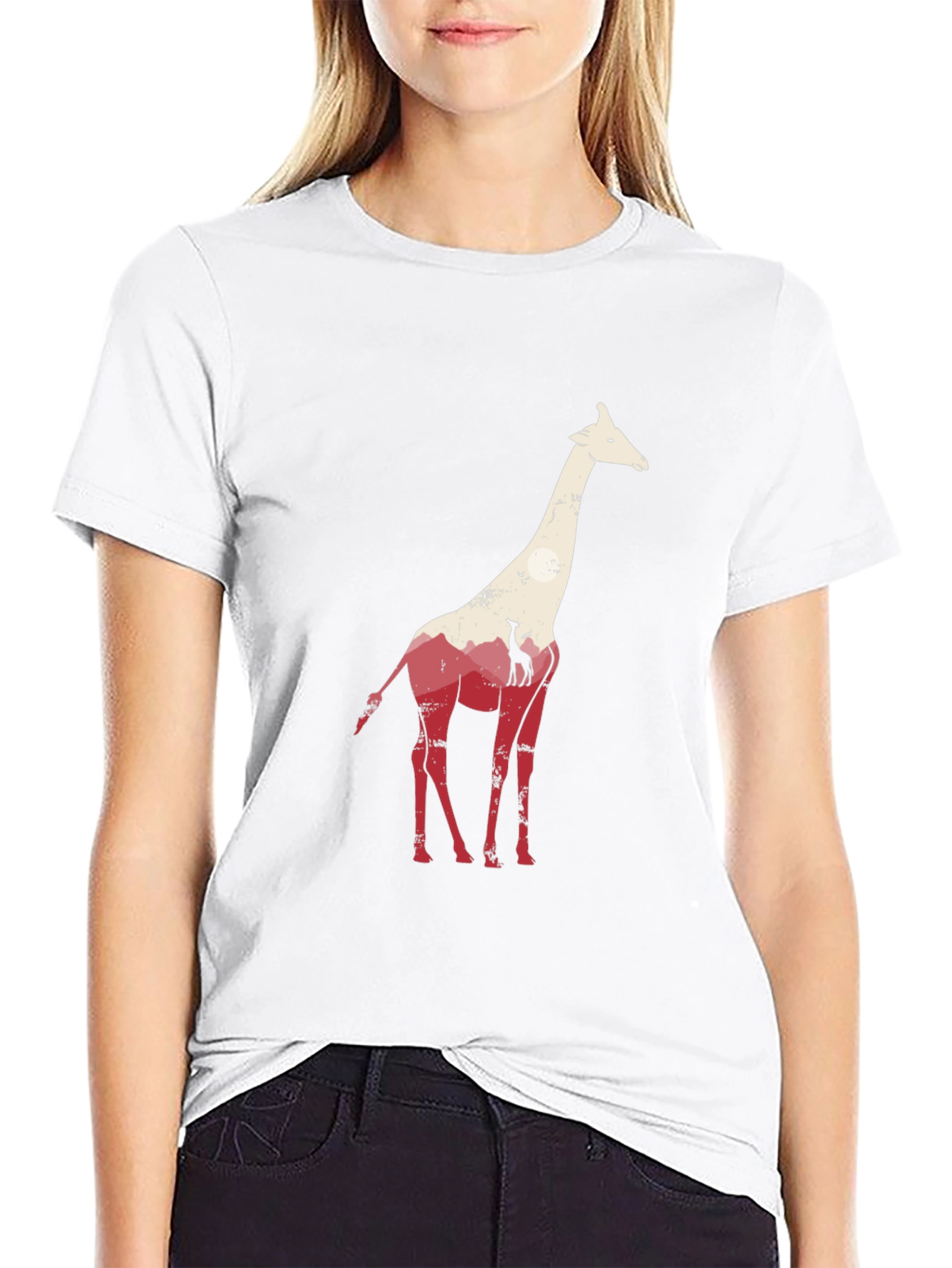 Giraffe Graphic Tee - Unique Animal Silhouette T-Shirt