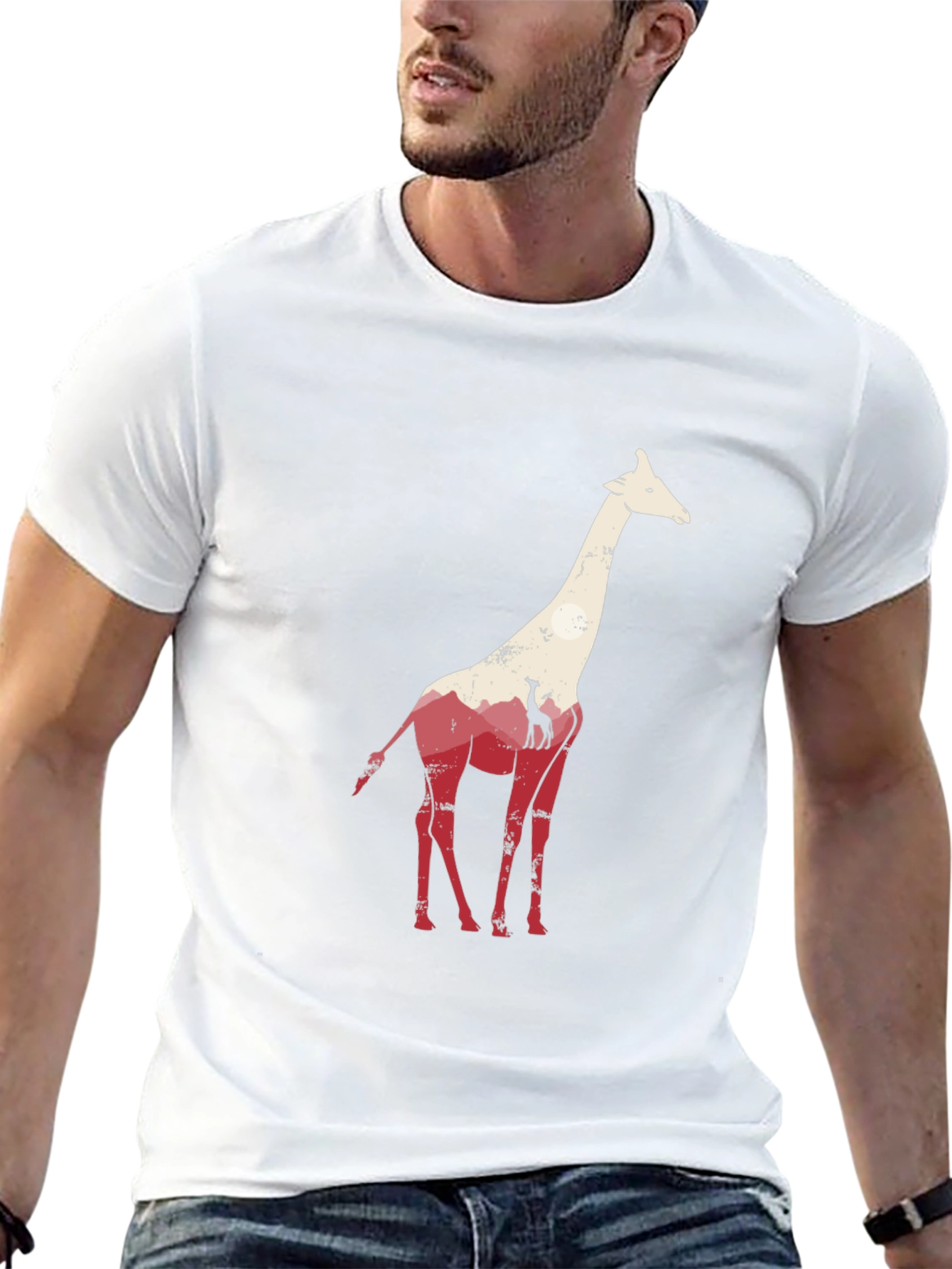 Giraffe Graphic Tee - Unique Animal Silhouette T-Shirt