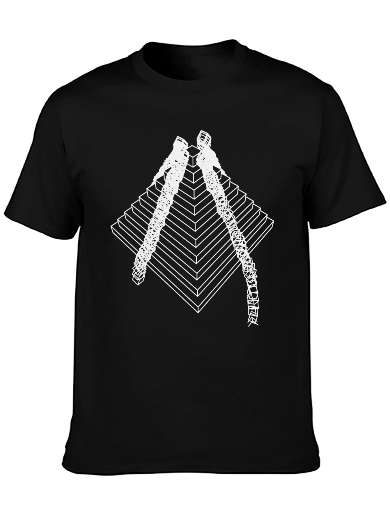 Geometric Pyramid Climber Graphic Tee - Black