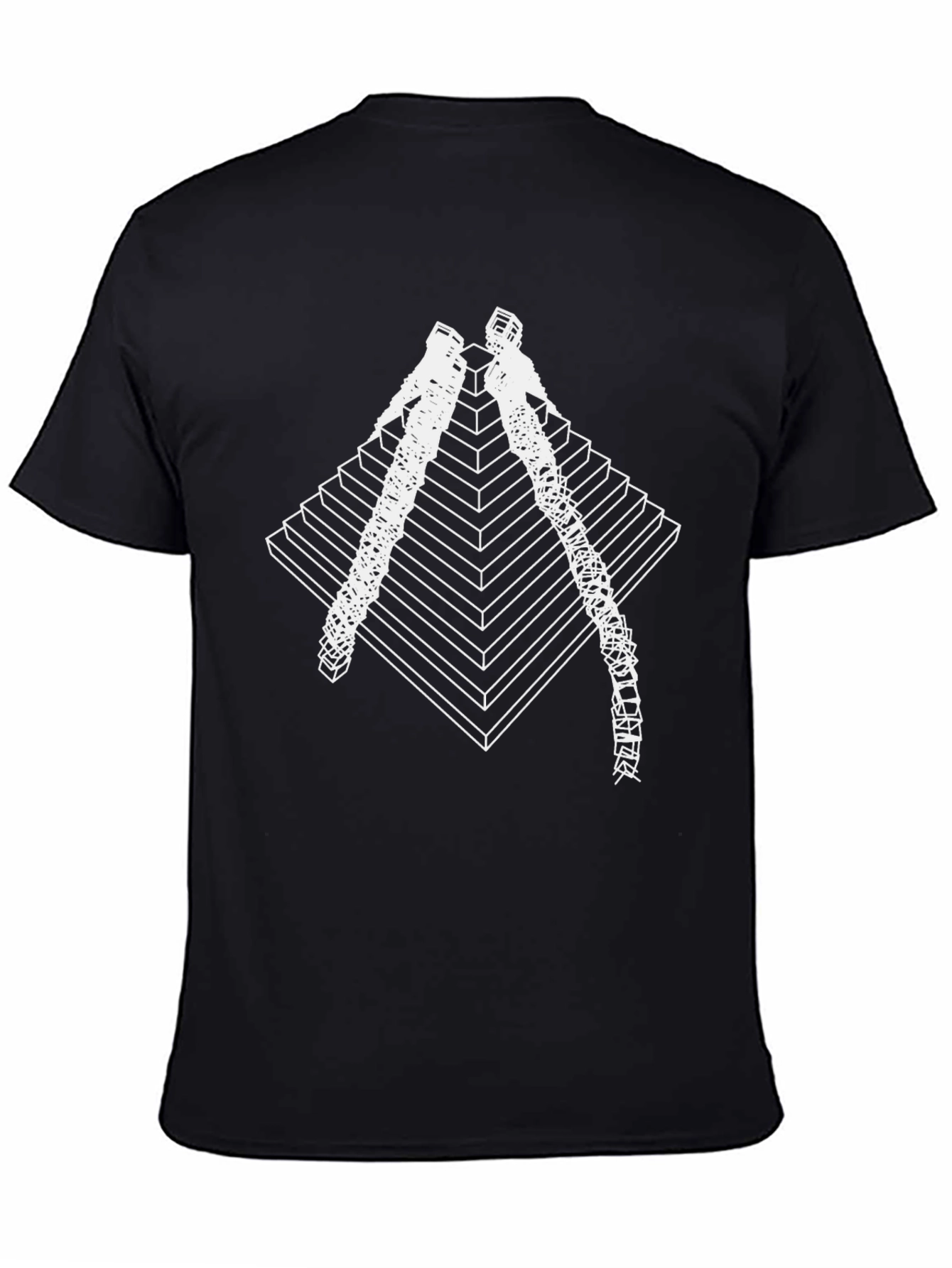 Geometric Pyramid Climber Graphic Tee - Black