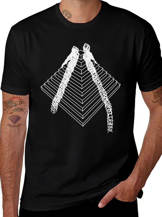 Geometric Pyramid Climber Graphic Tee - Black