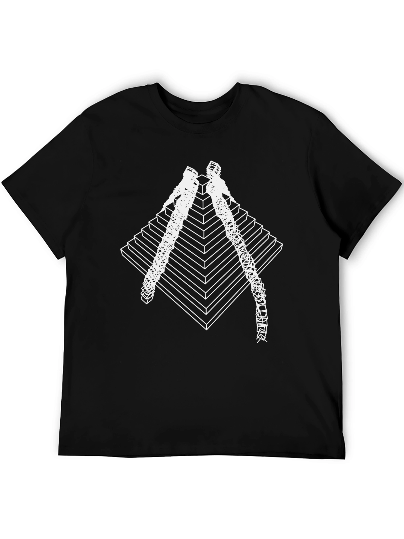 Geometric Pyramid Climber Graphic Tee - Black