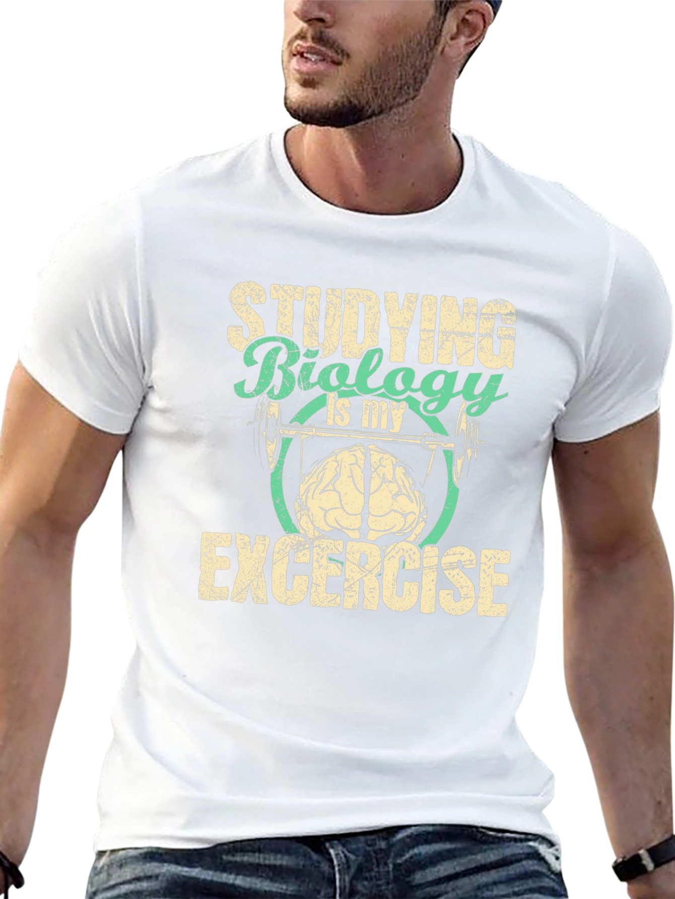 Biology Exercise T-Shirt - Study Brain Powerlift Tee