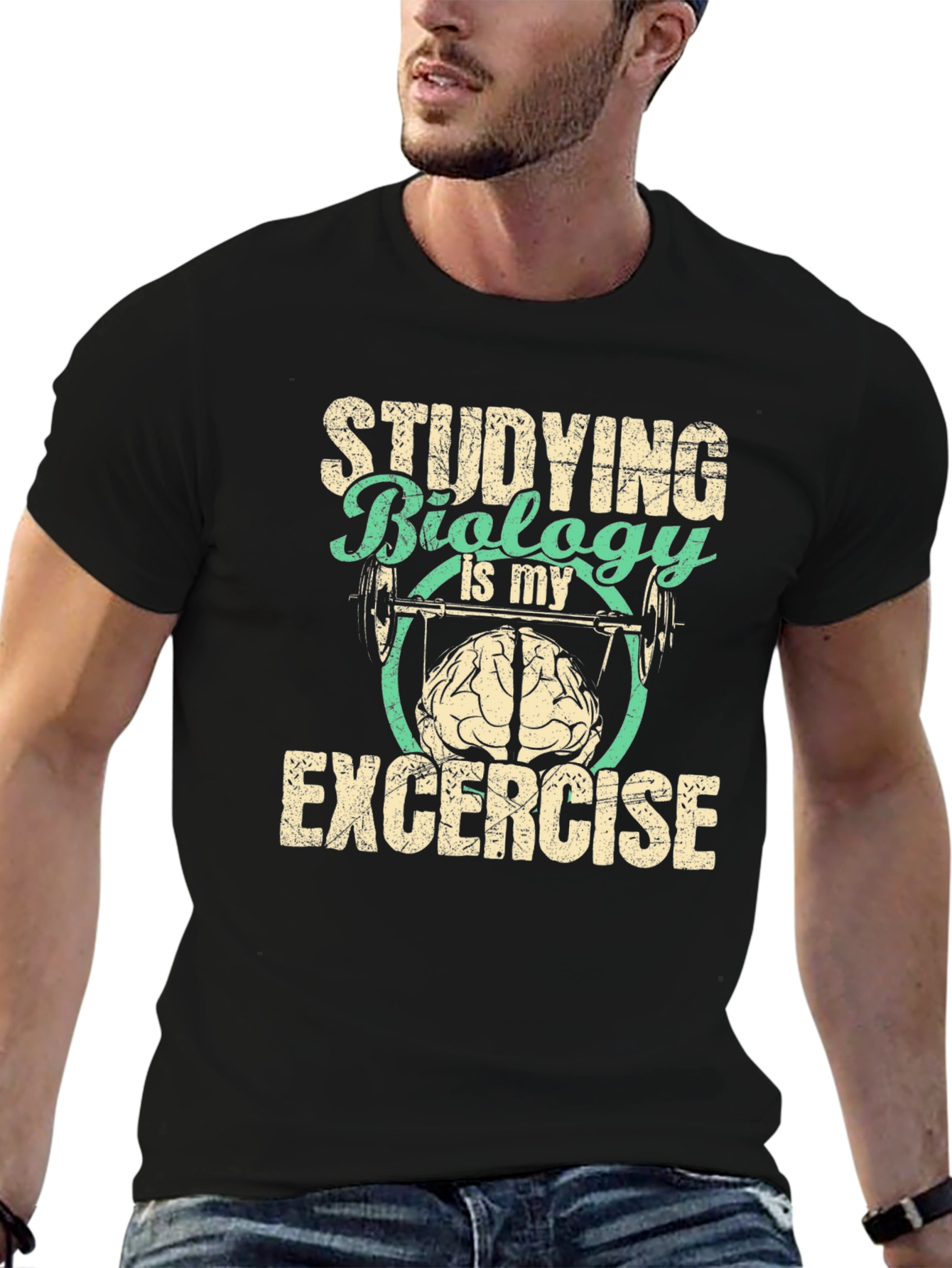 Biology Exercise T-Shirt - Study Brain Powerlift Tee