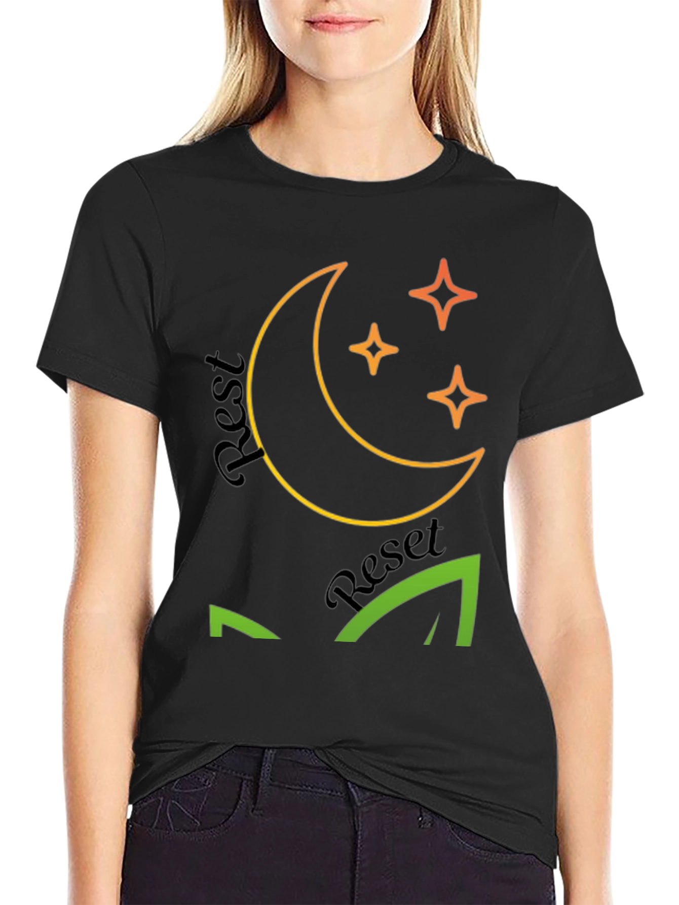 Rest Reset Black Graphic Tee