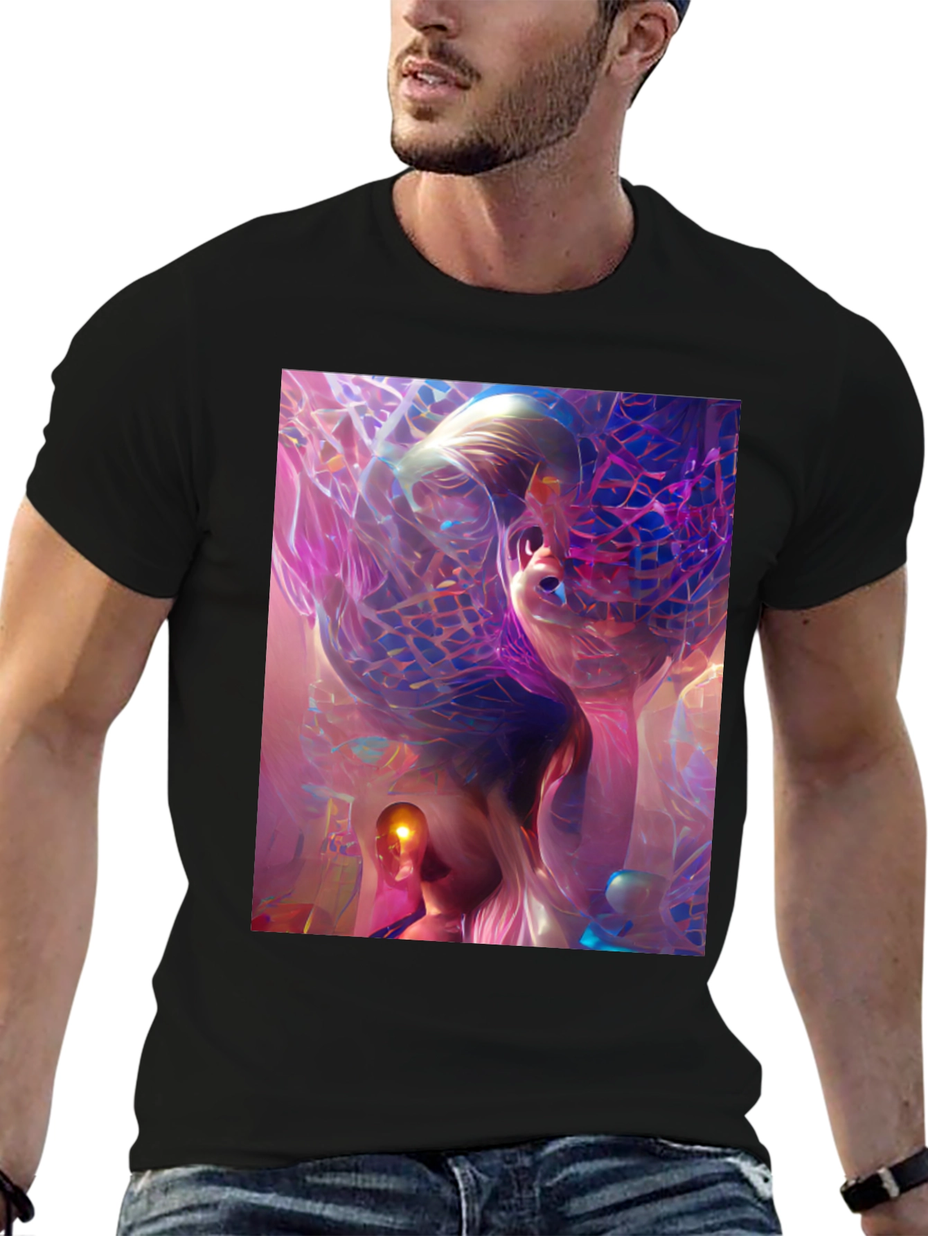 Abstract Art Print Black T-Shirt - Unique Graphic Tee