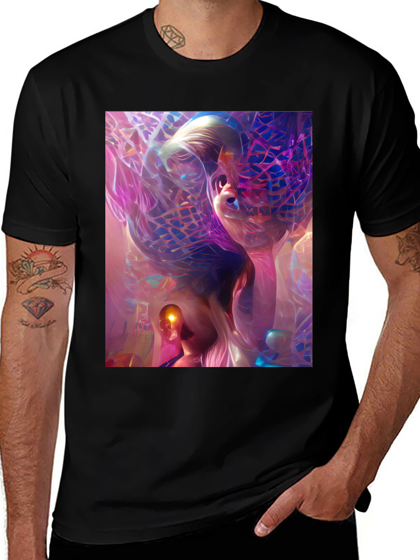 Abstract Art Print Black T-Shirt - Unique Graphic Tee